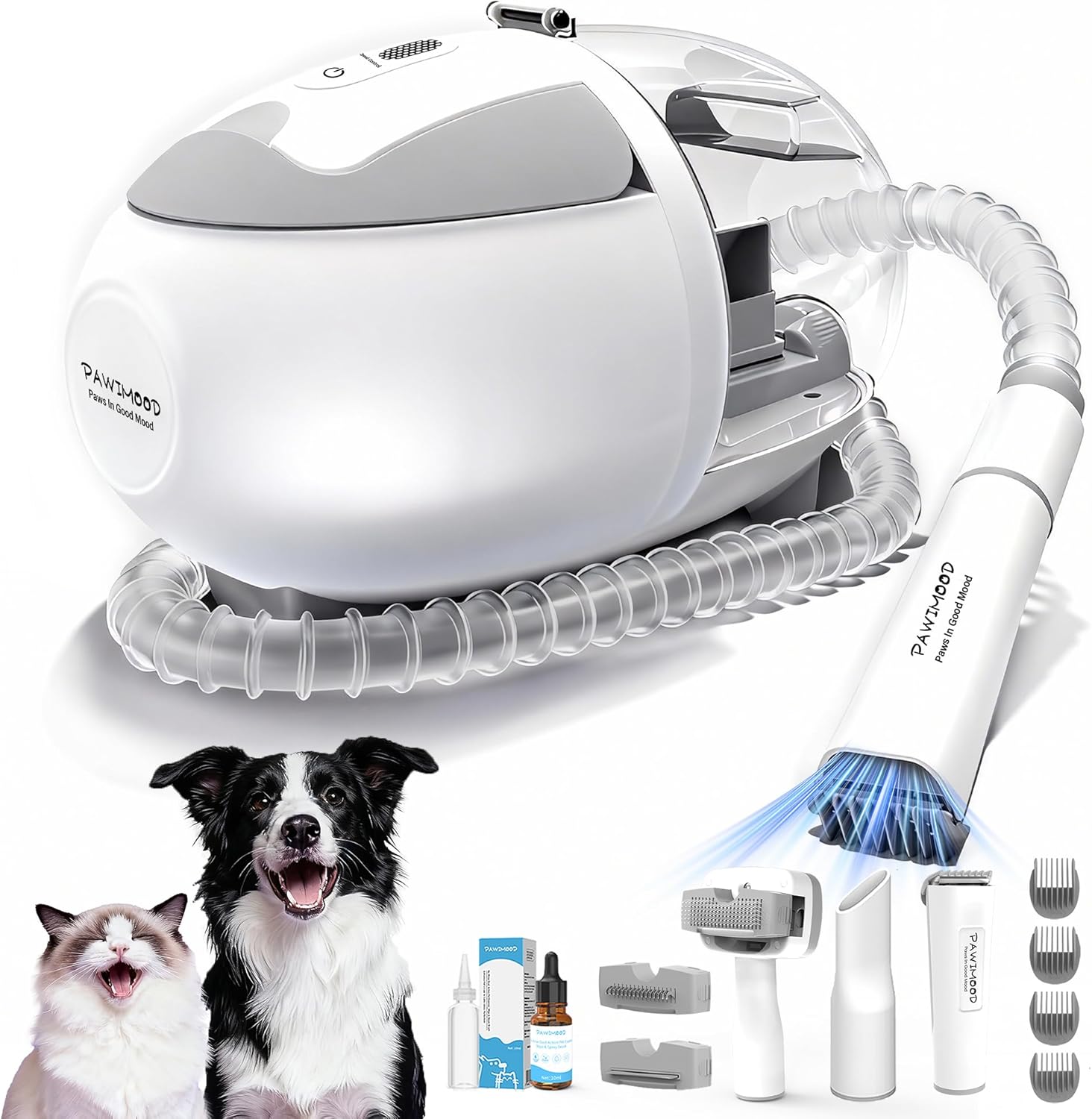 Dog Grooming Vacuum with 2L Dust Cup & 13000Pa Suction, 5-in-1 Low Noise Pet Grooming Kit with Clipper & Steam Brush for Shedding, Dog Vacuum for Dogs and Cats