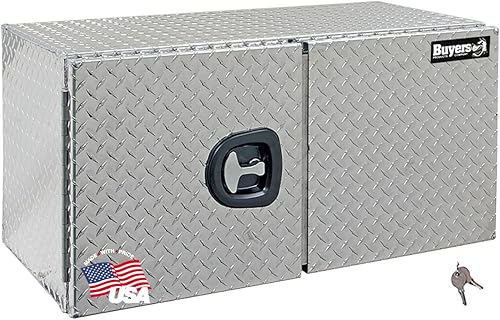 Miniatura 1 de Buyers Products 1705210 Diamond Tread Caja de aluminio para camión con puerta de granero, 18 x 18 x 48 pulgadas