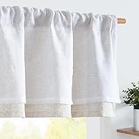 Vista 21 de jinchan Cenefa de lino para ventana de sala de estar de 16 pulgadas, cenefa de ventana de doble capa con filtro de luz, superposición rústica