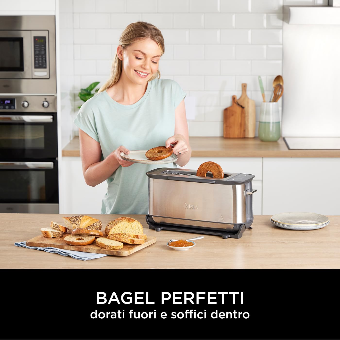 Ninja Foodi 3-in-1 Tostapane, con Griglia e Pressa per Panini, 7 Funzioni di Cottura, 7 Livelli di Tostatura, Include Teglia e Vassoio Raccogli Briciole, Acciaio Inox ST202EU