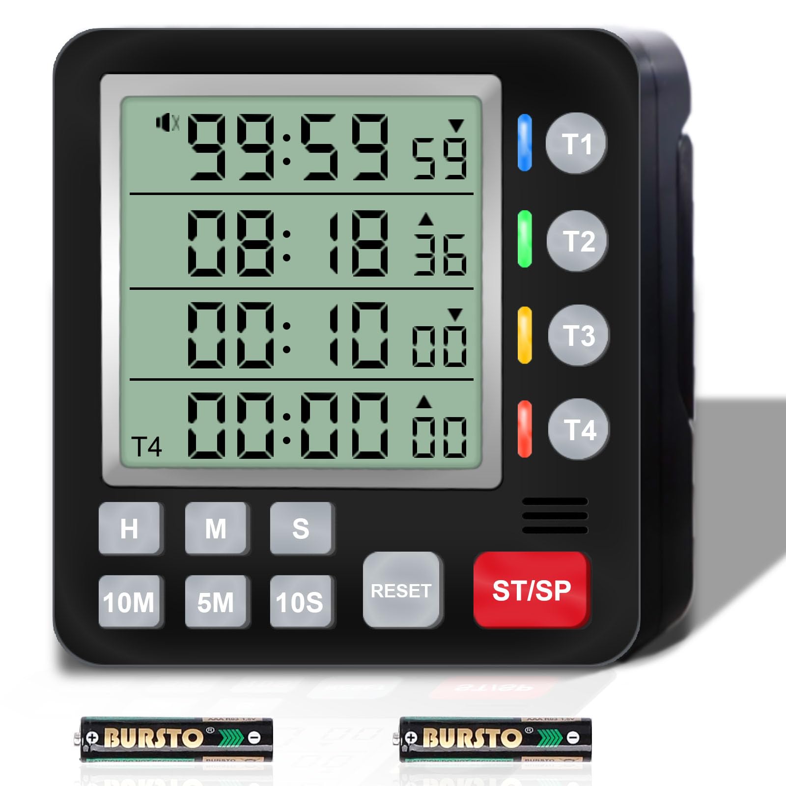 Digital Kitchen timer with 4 Independent Groups,Multi-Channel Count Down Up Timer for Cooking,Homework,Exercise Sports,Multiple Timers with Large LCD,Strong Magnet,Batteries Included