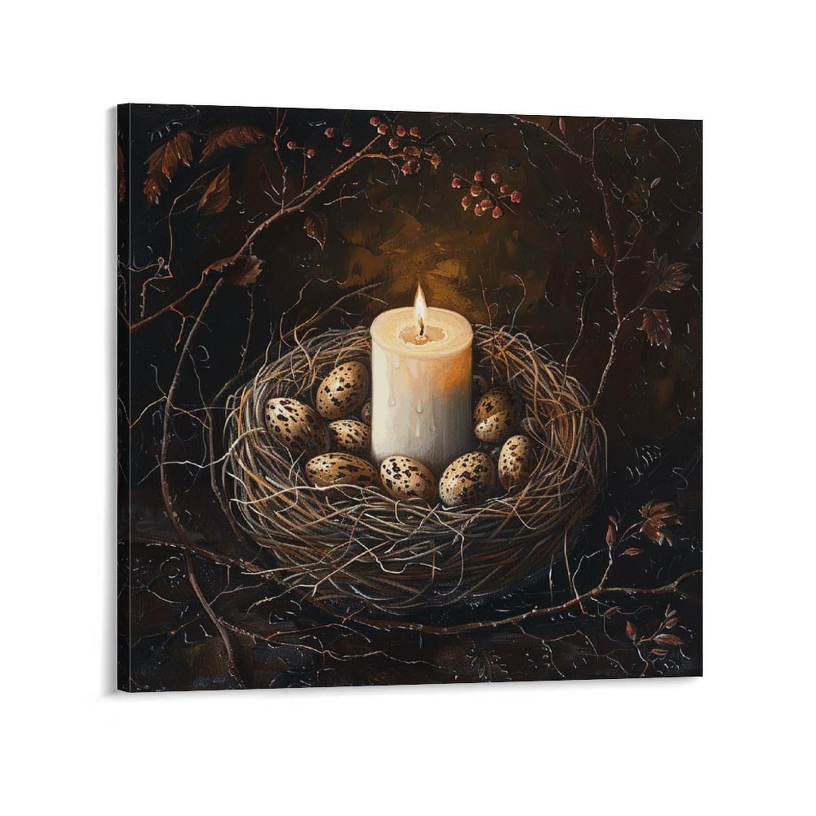 Candles And Eggs Canvas Wall Art for Bedroom 24x24inch(60x60cm) Canvas Prints Artwork for Walls Modern Picture Artwork Painting for Living Room Aesthetic Wall Paintings for Bathroom Kitchen Office Dec