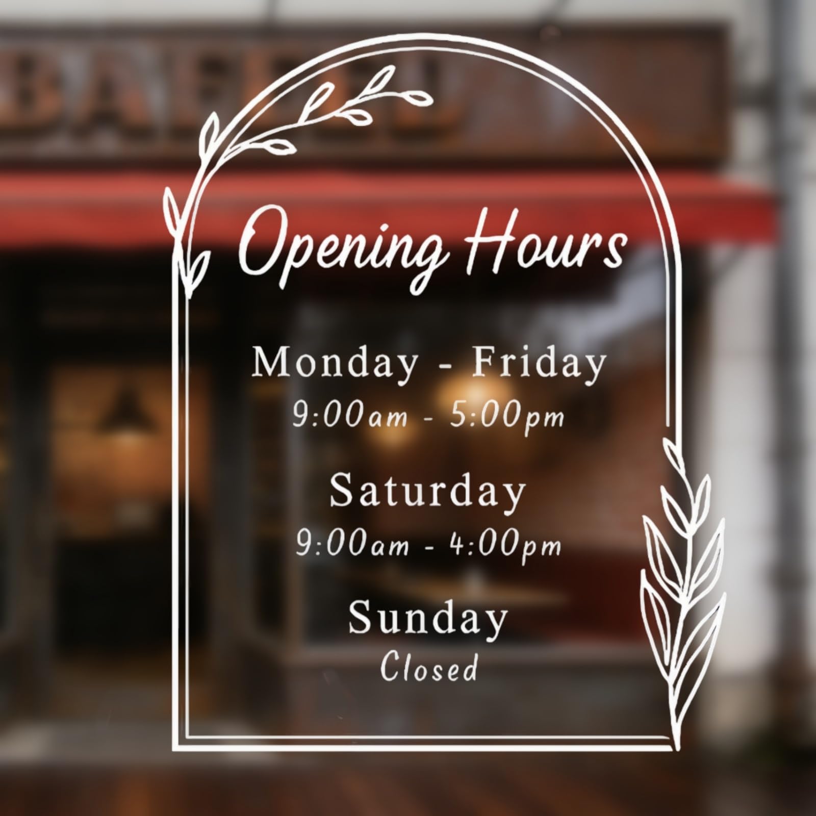 Custom Business Hours Decal, Personalized Vinyl Window Decal for Glass Door Store Office - Add Your Operation Hours - Easy Install Kit for Shop Restaurant Salon Gym(L)