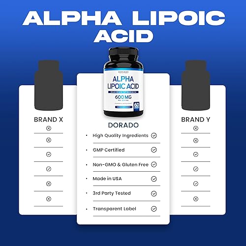 Miniatura 4 de Ácido alfa lipoico de 600 mg por porción, 60 cápsulas, potente antioxidante para neuropatía y salud cardiovascular (suplemento ALA) Probado por