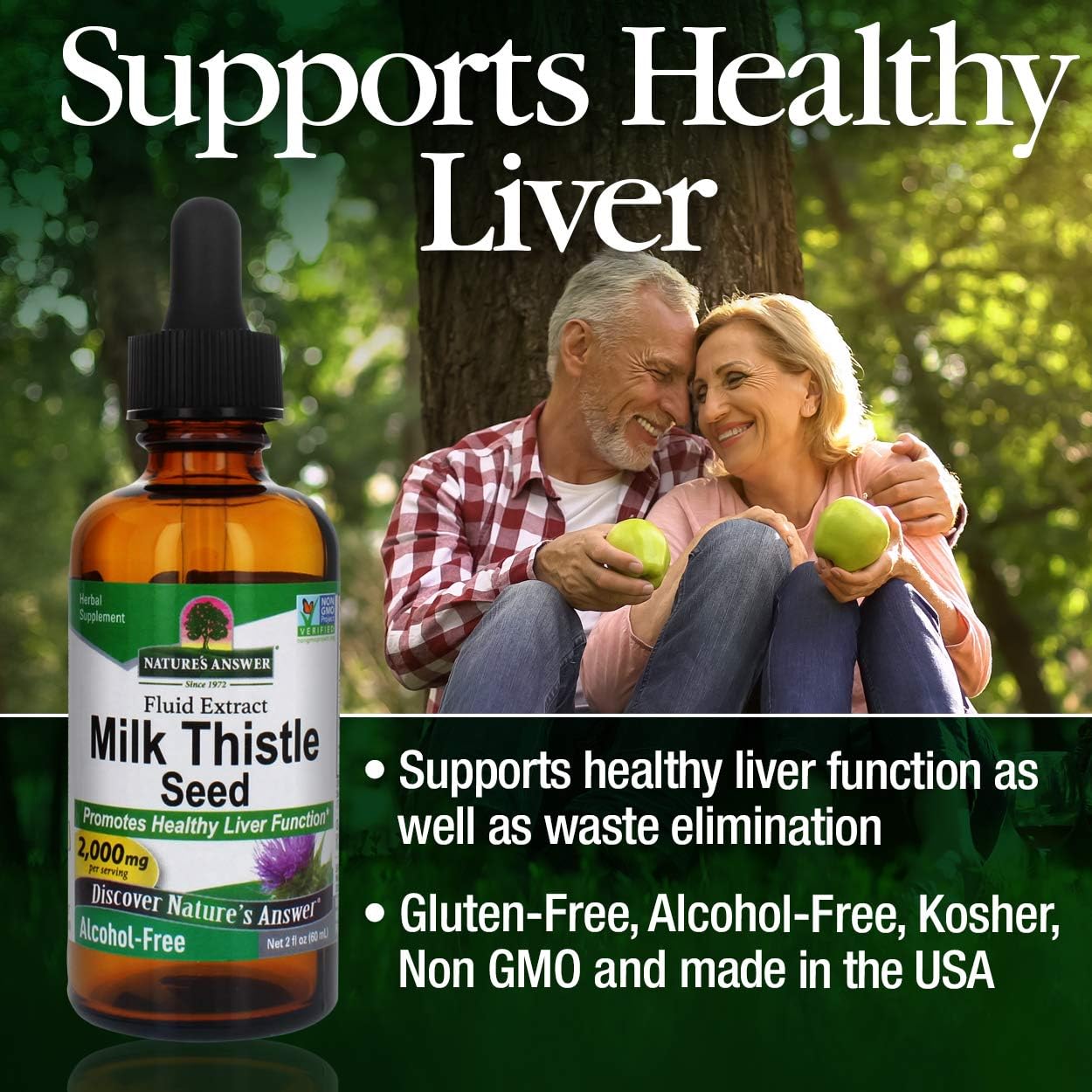 Nature's Answer Milk Thistle Extract | Promotes Healthy Liver Function | Cleanse and Detox Supplement | Non-GMO, Kosher Certified, Alcohol-Free& Gluten-Free (2 Fl Oz (Pack of 1)) : Health & Household