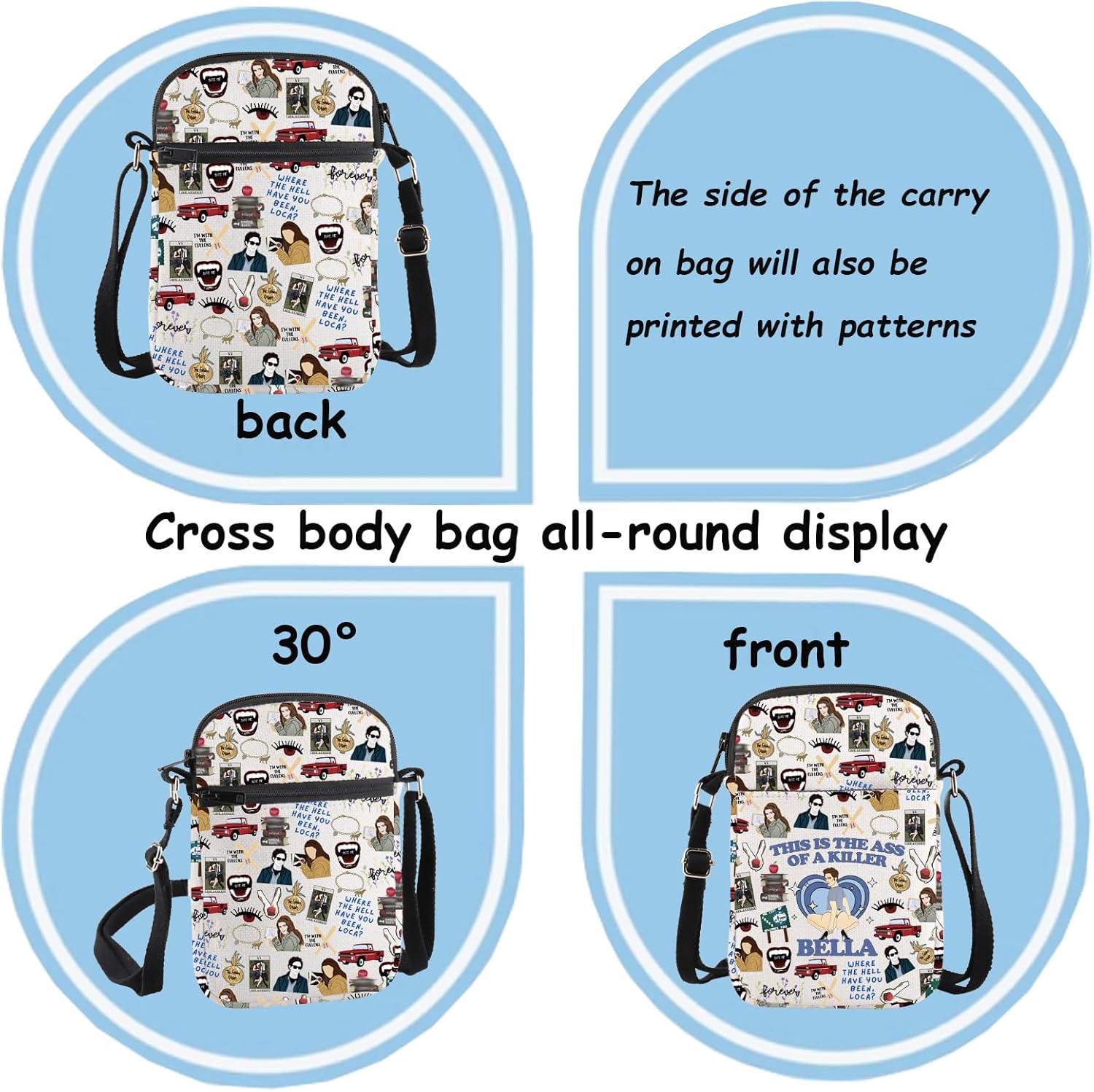 TSOTMO Horror Merch Vampire Merch Parody Bella Crossbody Bag for Edward Fans Vampire Lovers Gift Forks Gift (Bella cro2) - Image 3