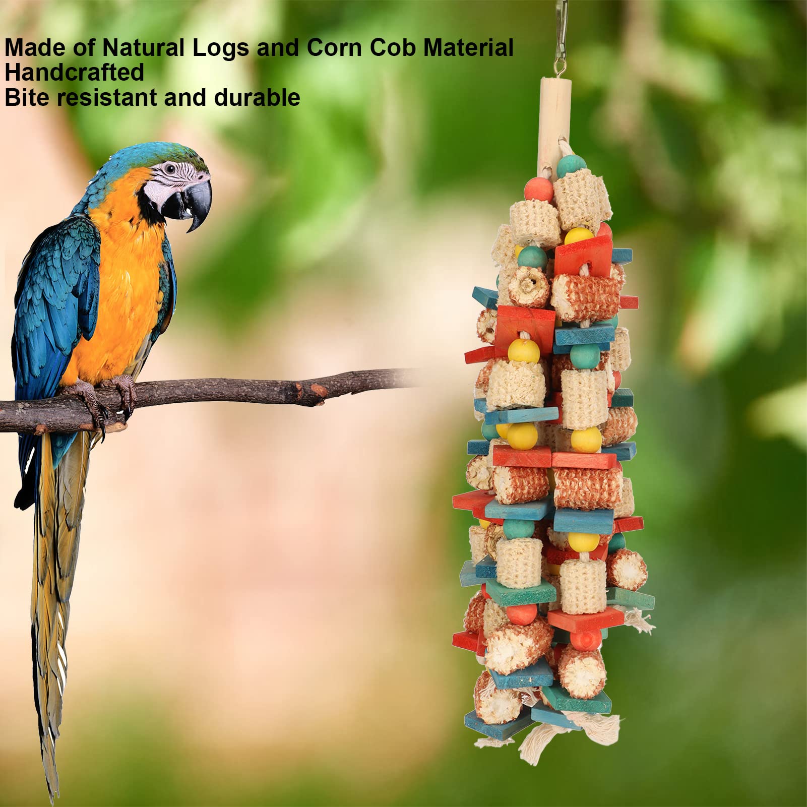 2 St¨¹ck/Set Papageienspielzeug,Langlebige Baumst?mme und Maiskolben,Vogelspielzeug,Buntes Vogelspielzeug Zum Aufh?ngen,Sicherheits Papageienspielzeug