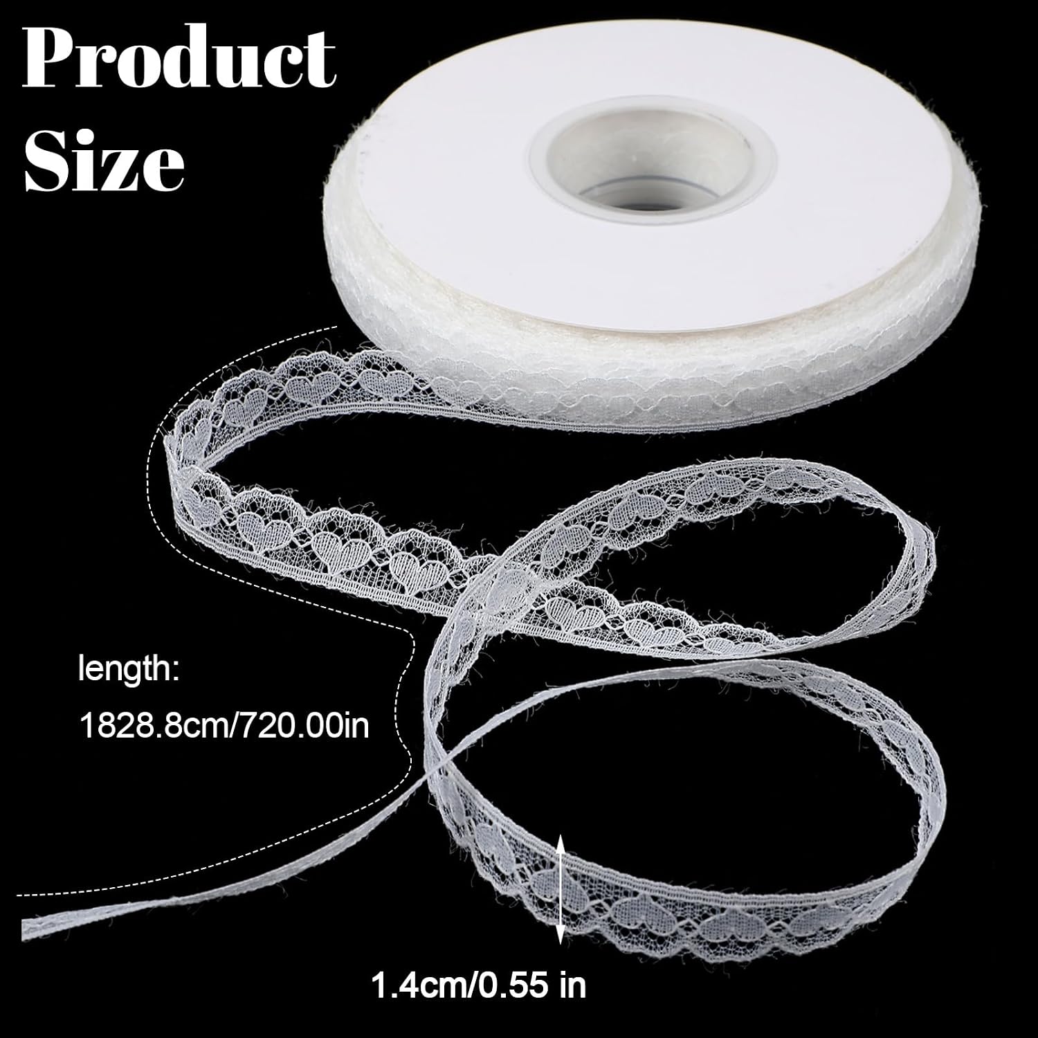 White Lace Trim 20 Yards, 0.55 Inch Wide Lace Ribbon for Sewing Crafts, Wedding Dress, Gift Wrapping, Party & Home Decorations