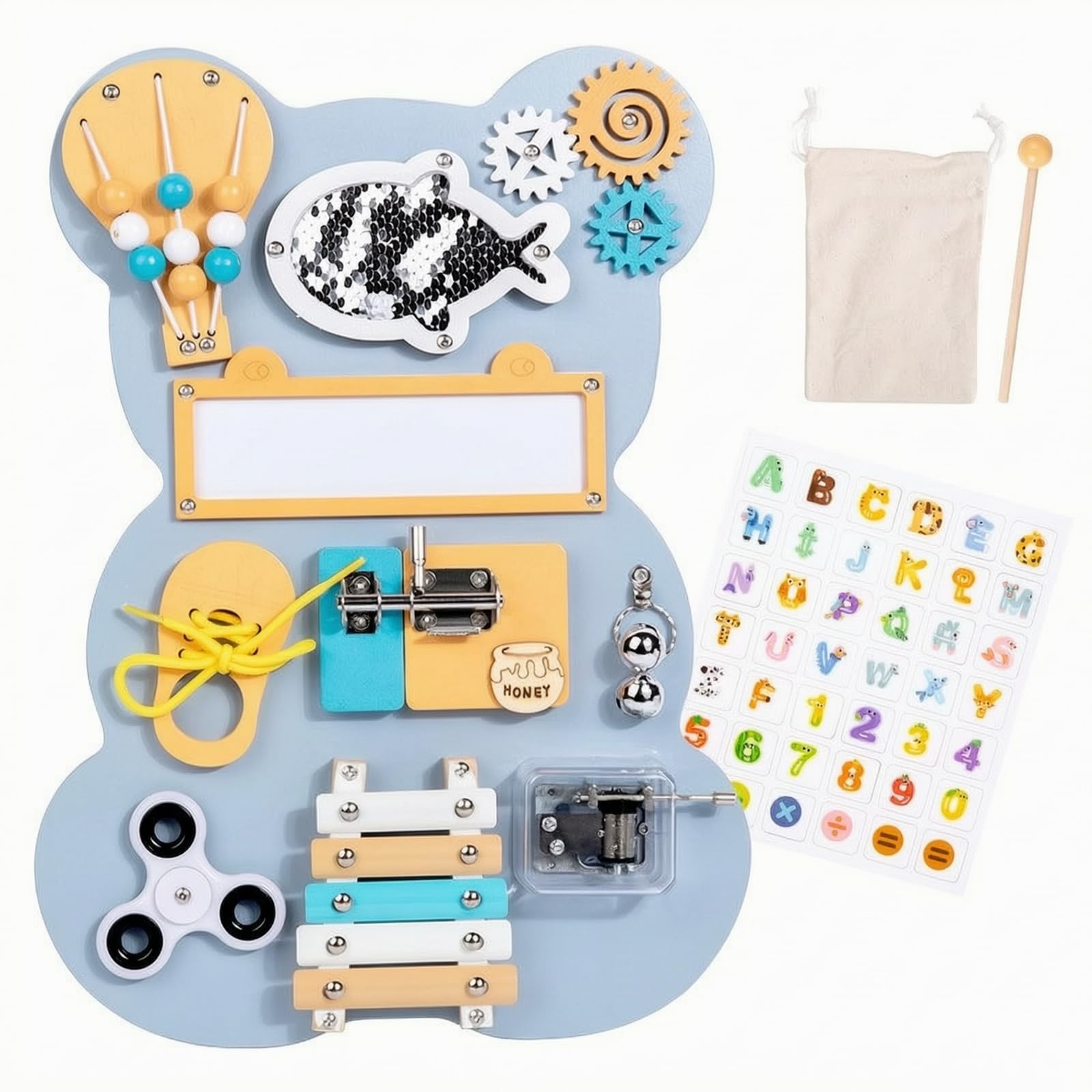 harayaa Taktisches Spielbrett mit Verschlüssen und Drehelementen Taktisch Busy Board Sicher Motorikbrett für Klassenzimmer, Ruhiges Spiel,
