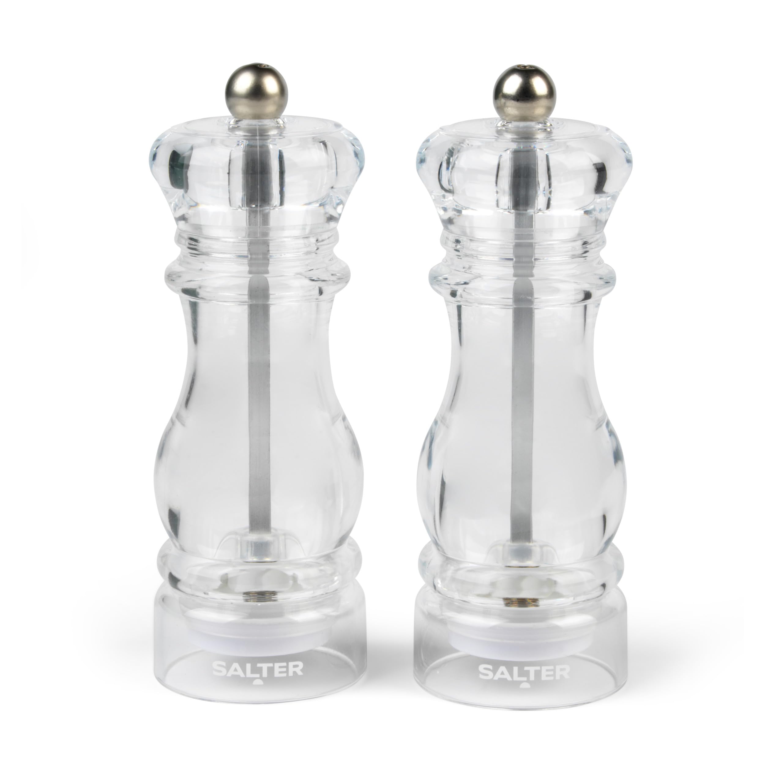 Salter Signature Salt & Pepper Mill Set - Adjustable Ceramic Grinding Mechanism, Clear Acrylic Body, Manual Twist Grinder, Fine to Coarse Adjustable Grind, 5 Year Guarantee — image 1