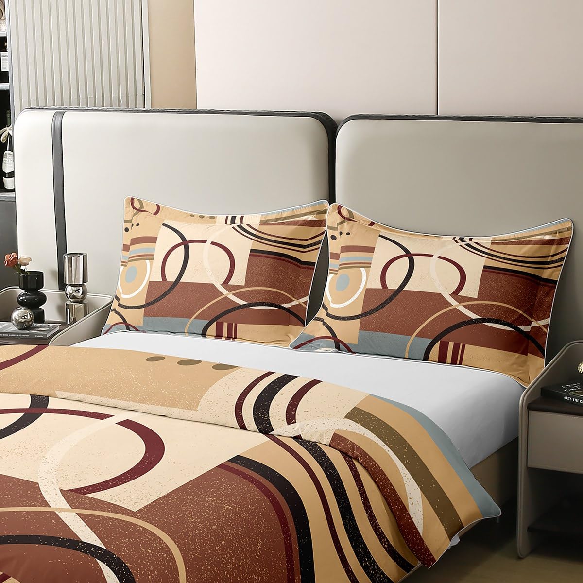 Homemissing Geometric Bedding Set Super King Size Kids Barclay Arcs Shapes Comforter Cover Set for Boys Girls Teens Modern Decor 100% Cotton Duvet Cover Modern Art Bedspread Cover - Image 4