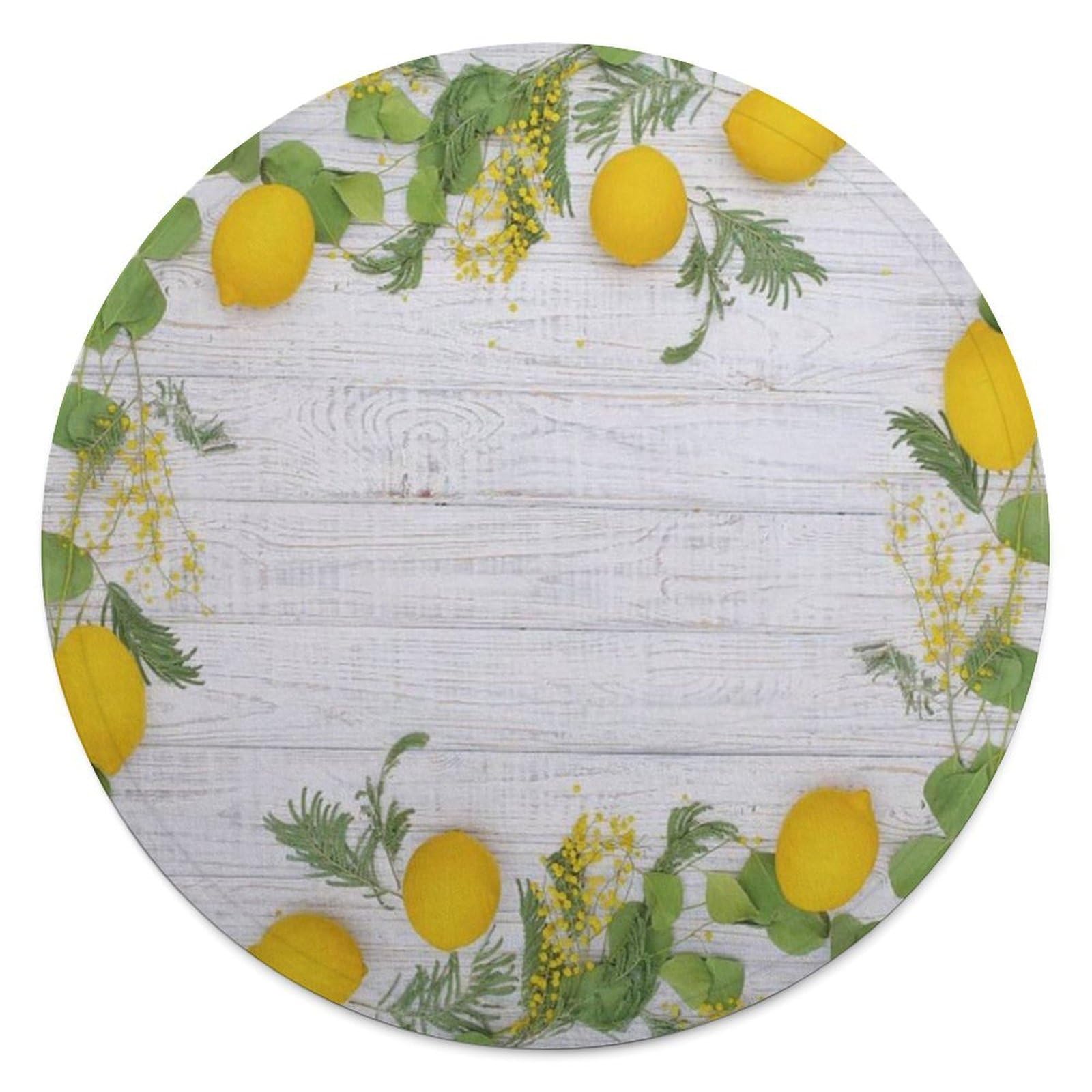Couverture ronde en flanelle plaid polaire canapé motif citron