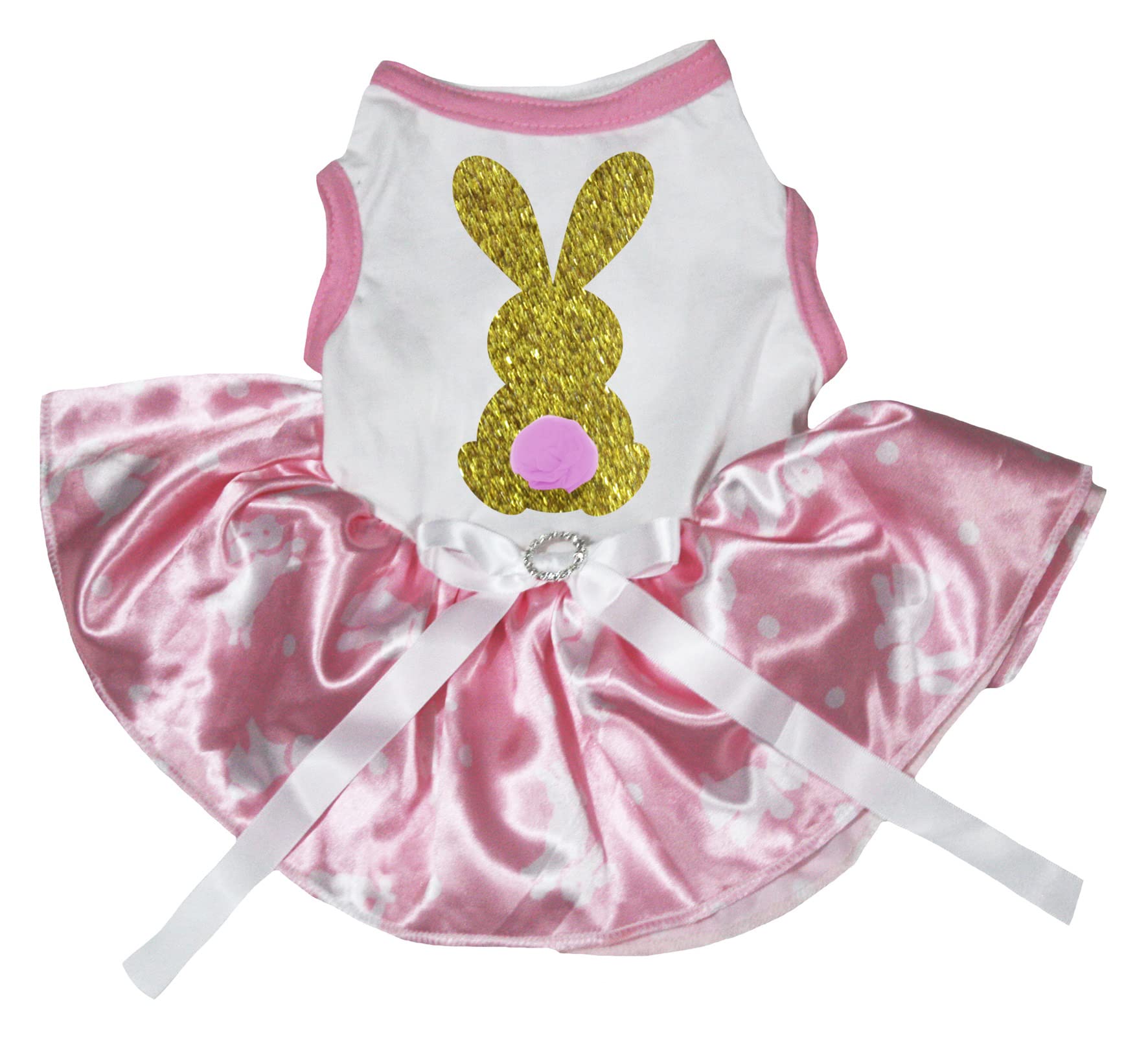 Robe pour chien rose et blanche pour les balades et fêtes de taille L