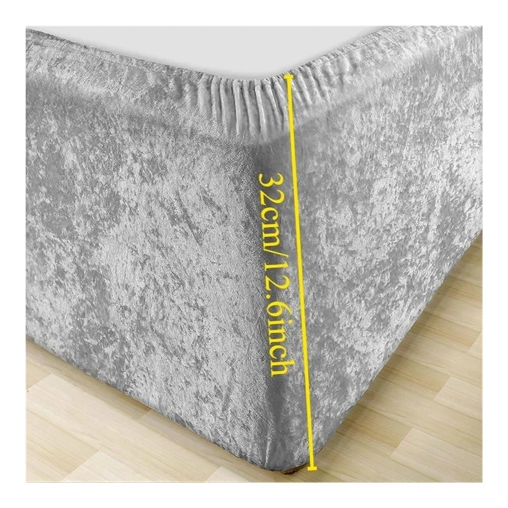 1 x extra tiefer, genialer Boxspringbezug, Jersey, gestrickt und dehnbar, 4 Seiten, Bettrock für Doppelbett, Queen-Size-Bett, Kingsize-Bett (grau, 180 x 200 x 32 cm)