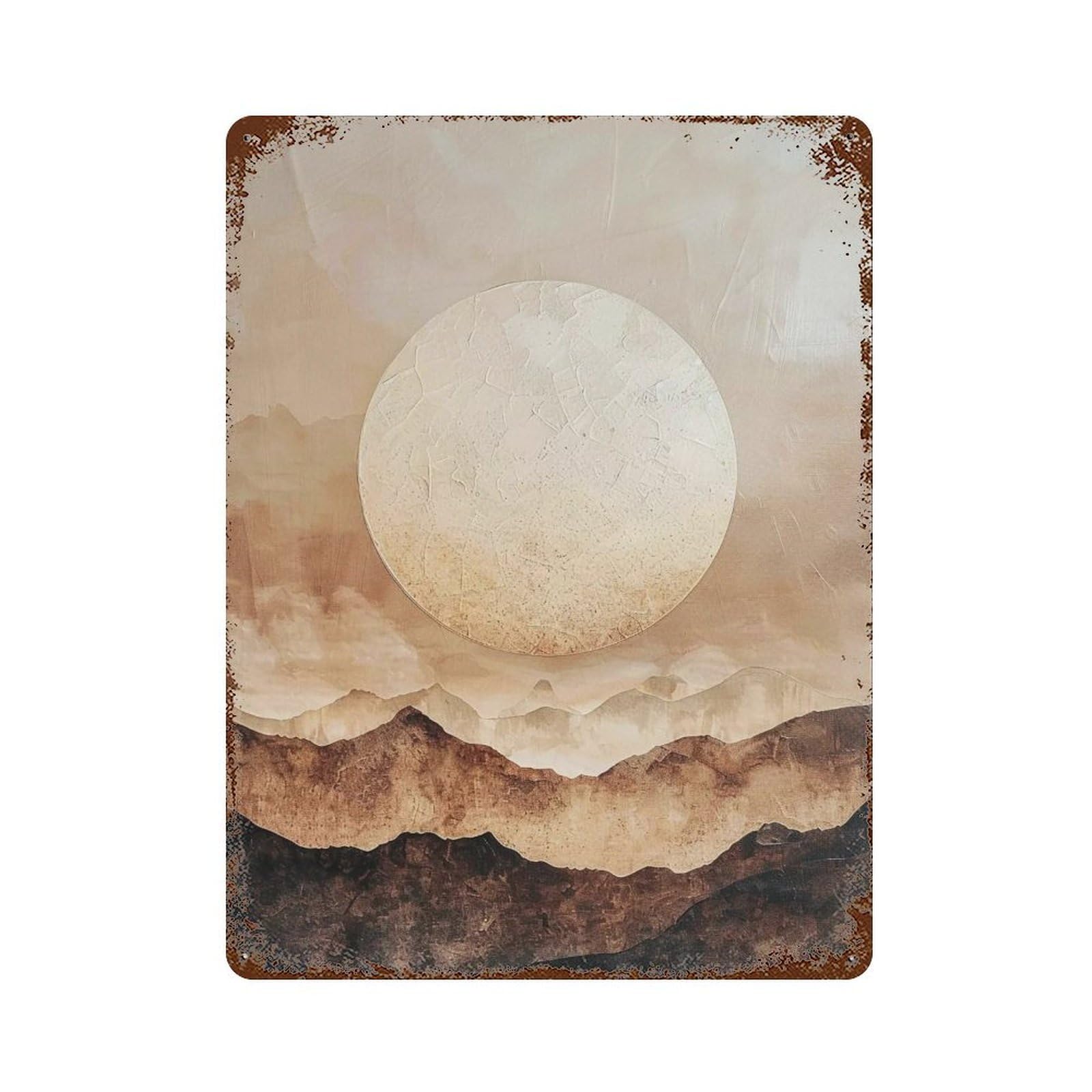 WUJHGRSG Minimal Neutral Gradient Peak Lunar Vista 02 Wall Art Retro Iron Vintage Metal Tin Sign Poster Modern Decor for Home Cofffee Club Bar Shop Style 40x30cm