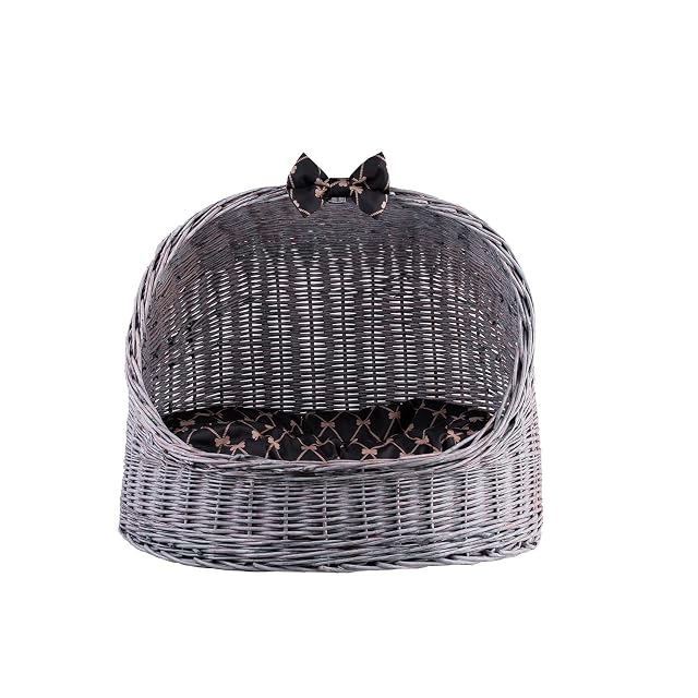 Foto 4 de 7 de e-wicker24 Alles aus Weide Caseta de mimbre ovalada para gatos, cesta para gatos de mimbre