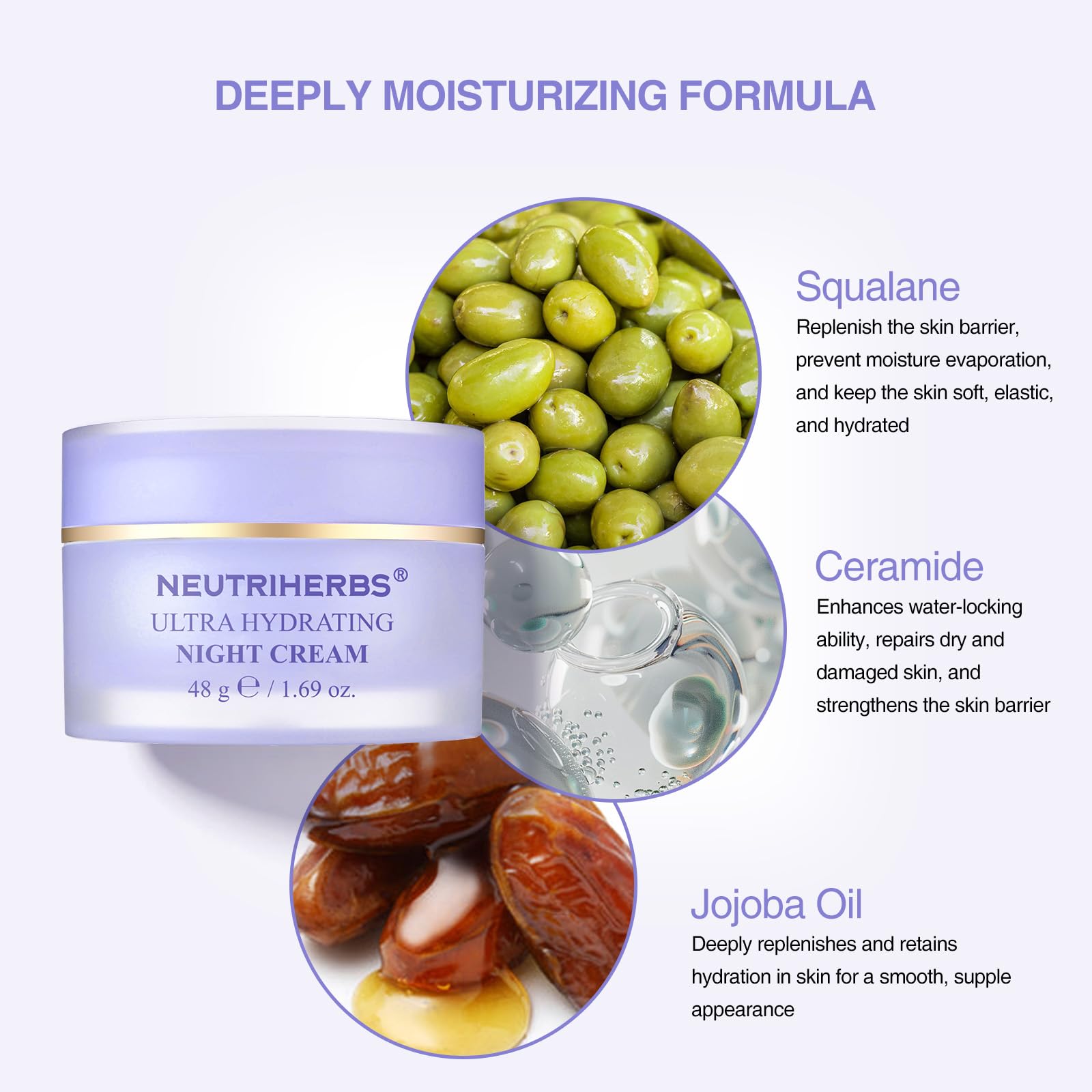 Neutriherbs Ultra Hydrating Night Cream, Night Moisturiser Face Cream - Image 3