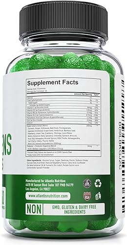 Miniatura 4 de Supergreens & Ashwagandha Gummies  Ashwagandha alivia el estrés y fortalece el sistema inmunológico, deliciosos superverdes con espinacas, brócoli,
