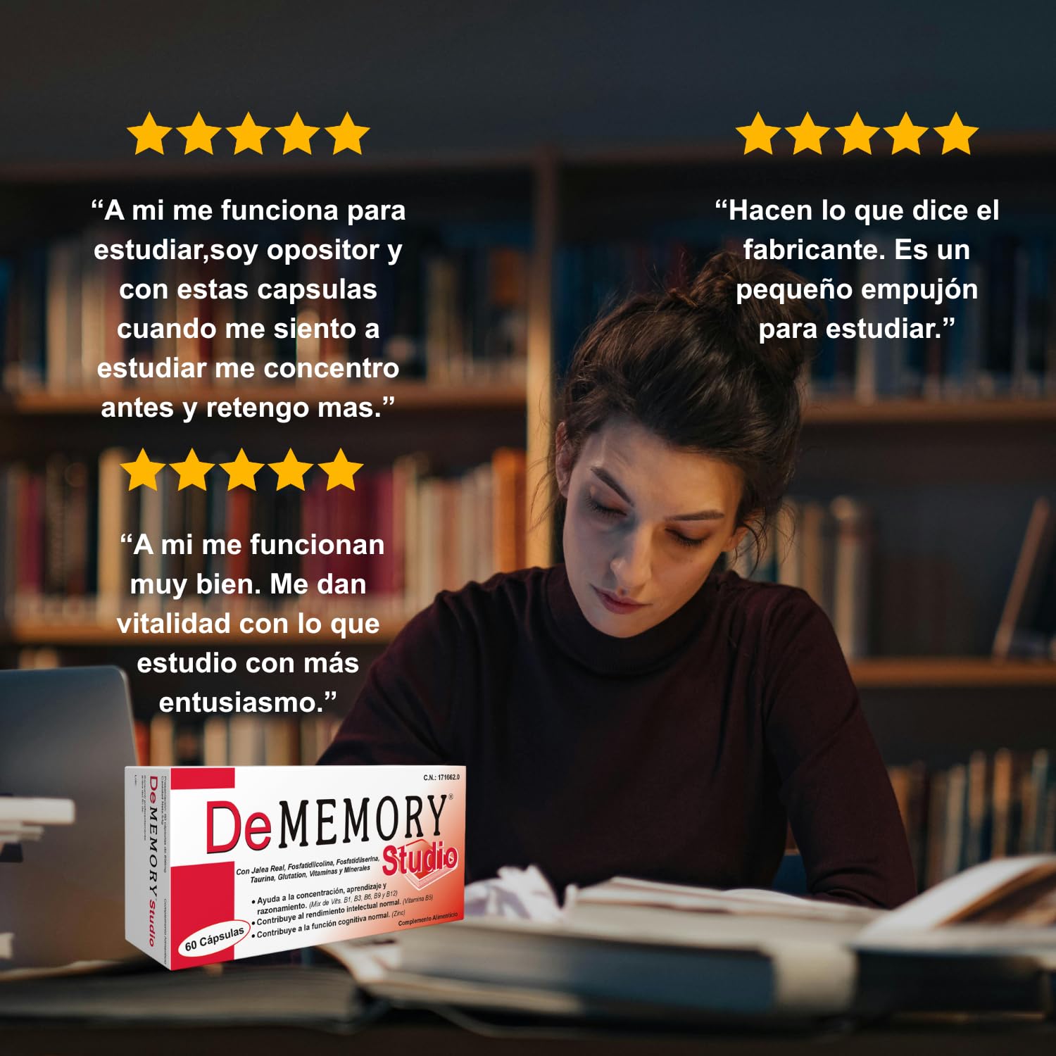 DeMemory Studio 60 Cápsulas - Pack 2 Unidades - Ayuda a la Concentración, Aprendizaje y Razonamiento - con Fosfatidilcolina, Fosfatidilserina, Taurina, Jalea Real, Vitaminas y Minerales