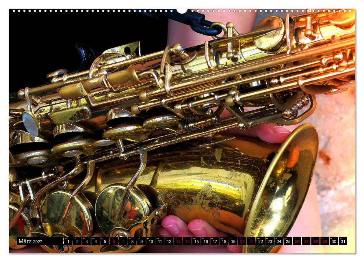 CALVENDO - SAXOPHON - on stage (hochwertiger Premium Wandkalender 2027 DIN A2 quer), Kunstdruck in Hochglanz: Konzertfotografien und Detailansichten verschiedener Saxophone