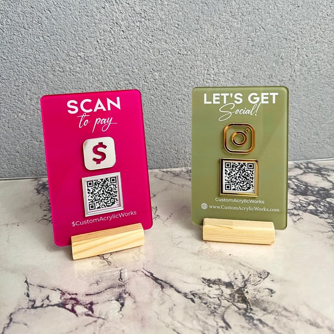 Personalized Business Acrylic Single Social Media Sign Custom QR Code Venmo Instagram Facebook Plaque Scan to Pay Social Signs Company Website Code Beauty Hairdressers Business Decor, Clear