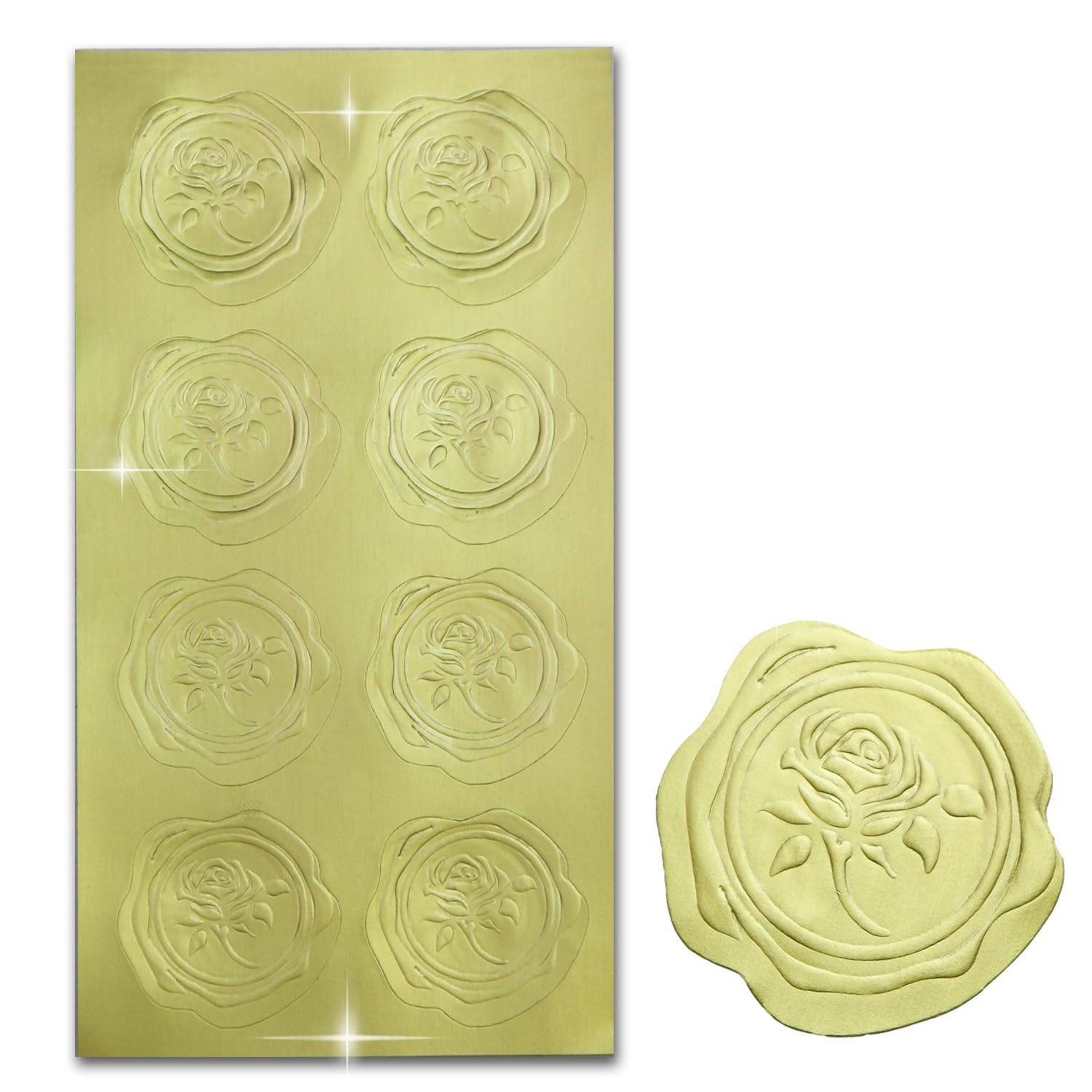 Amazon.co.jp: シーリングスタンプ風シール【薔薇】バラ 花 シール 金 