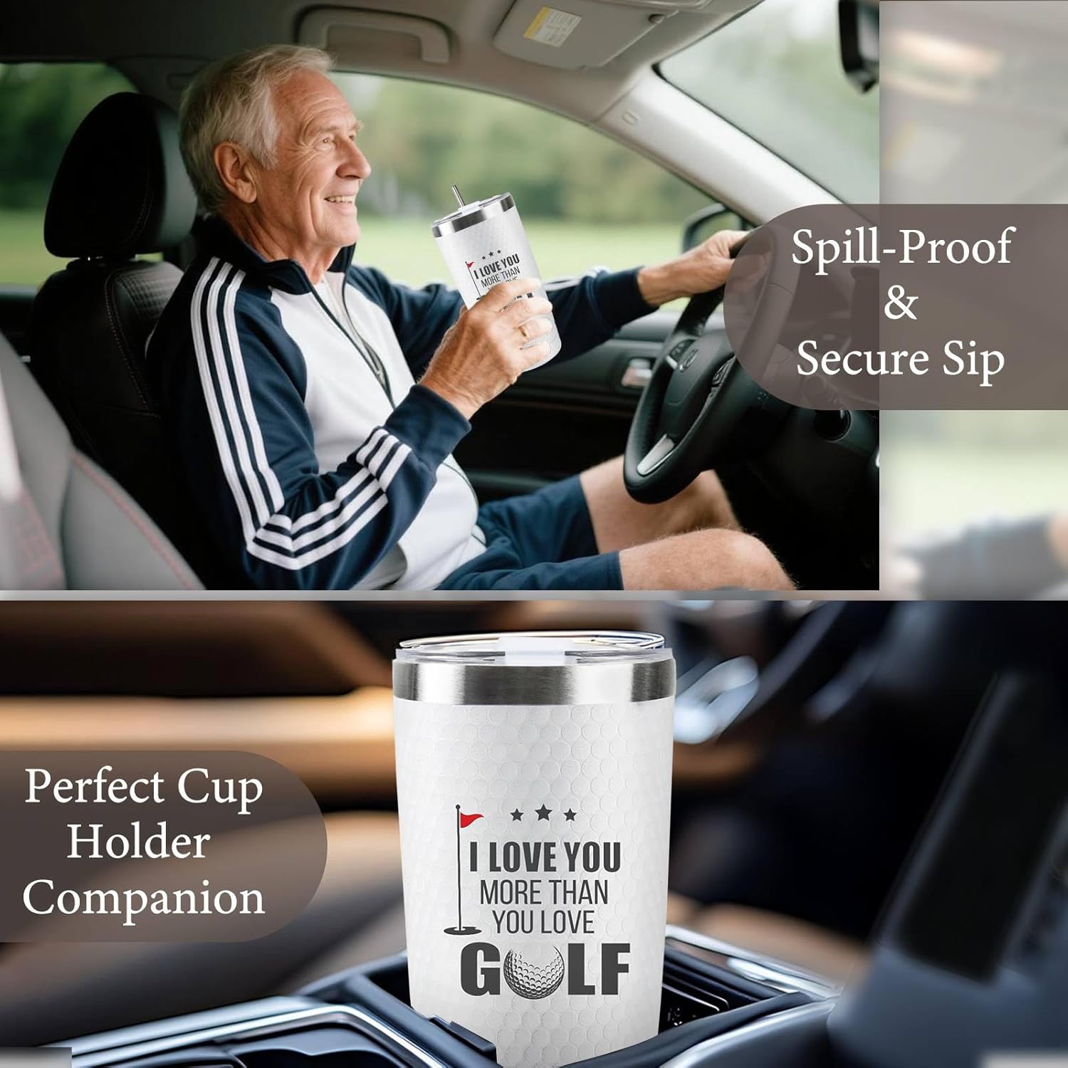 Golf Father's Day Gifts for Dad, 20 Oz Best Dad Golf Coffee Tumbler Cup Stainless Steel Mug with Straw, Lid and Keychain Set for Him Men Husband Boyfriend Father's Day Gift Christmas Gifts - Image 8
