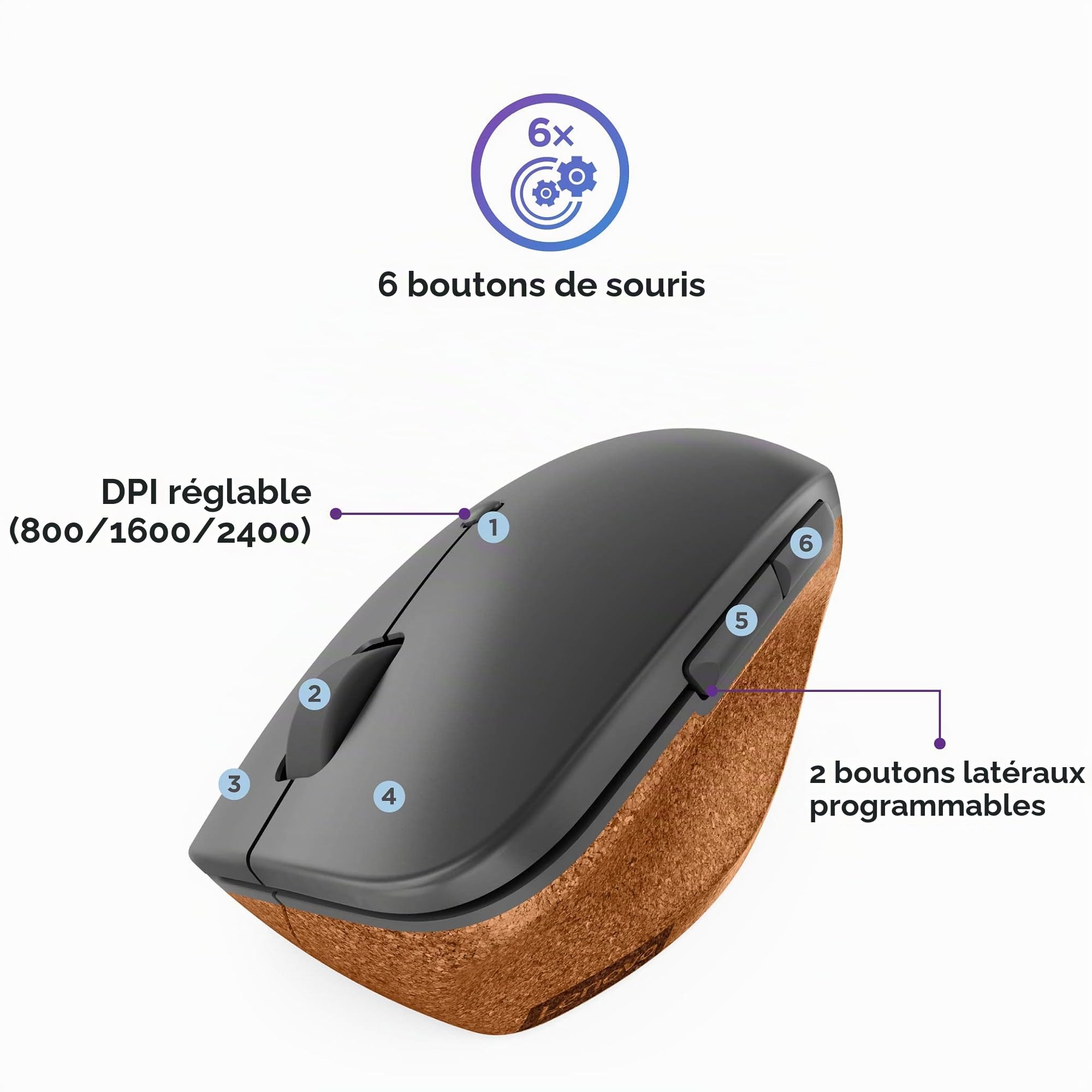 Lenovo Go GY51C33980 USB Souris Verticale sans Fil Gris