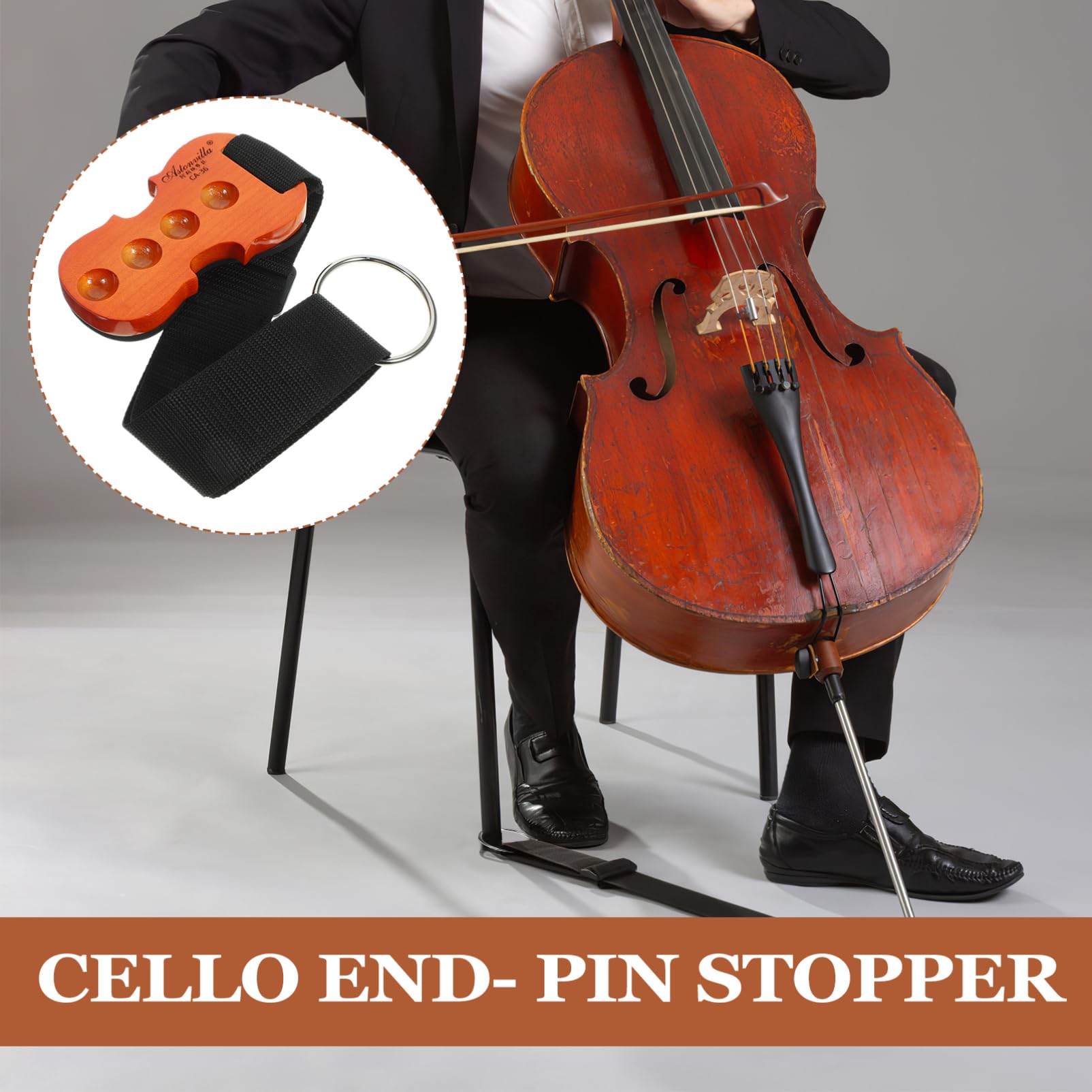 NIYANGLE Adjustable Cello Anti-Skid Pad with Endpin Strap 33.46 Inch Non-Slip Mat for Secure Cello Stability and Performance in Practice and Concerts - Image 3