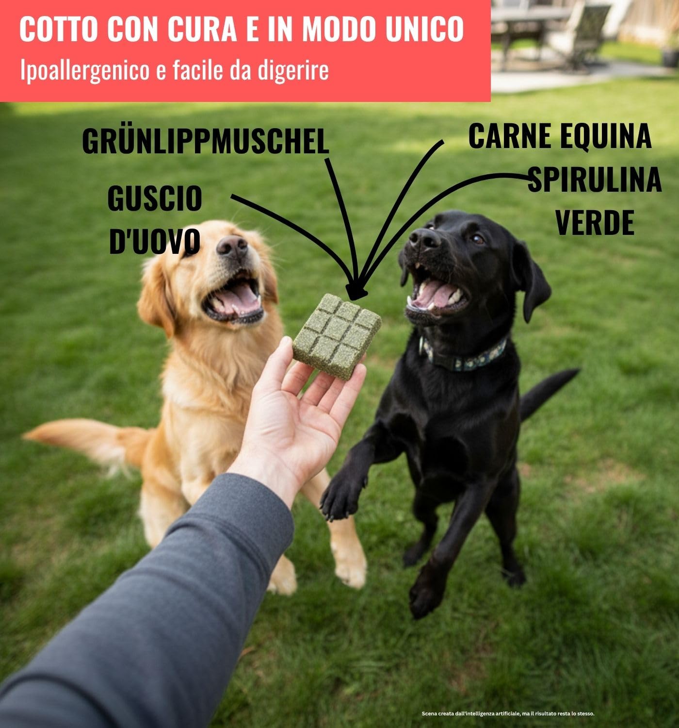 RiNa - Dolcetti per cani al forno delicatamente con cavallo e cocco, per ossa, denti e equilibrio minerale, 6 x 300 g, facili da porzionare