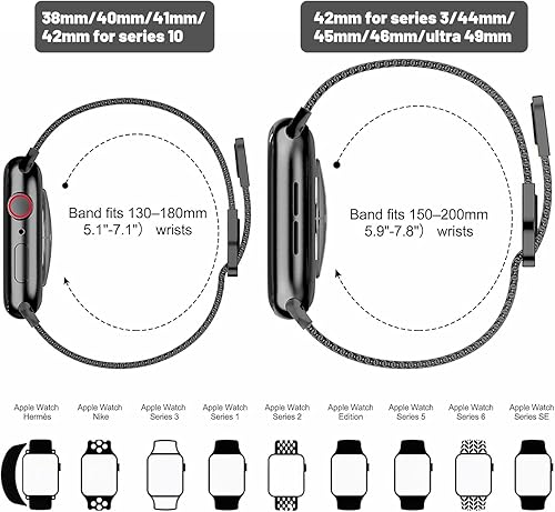 Miniatura 5 de Geoumy Bandas metálicas magnéticas compatibles para Apple Watch Band 44mm con estuche, correa de reemplazo de bucle de malla milanesa de acero