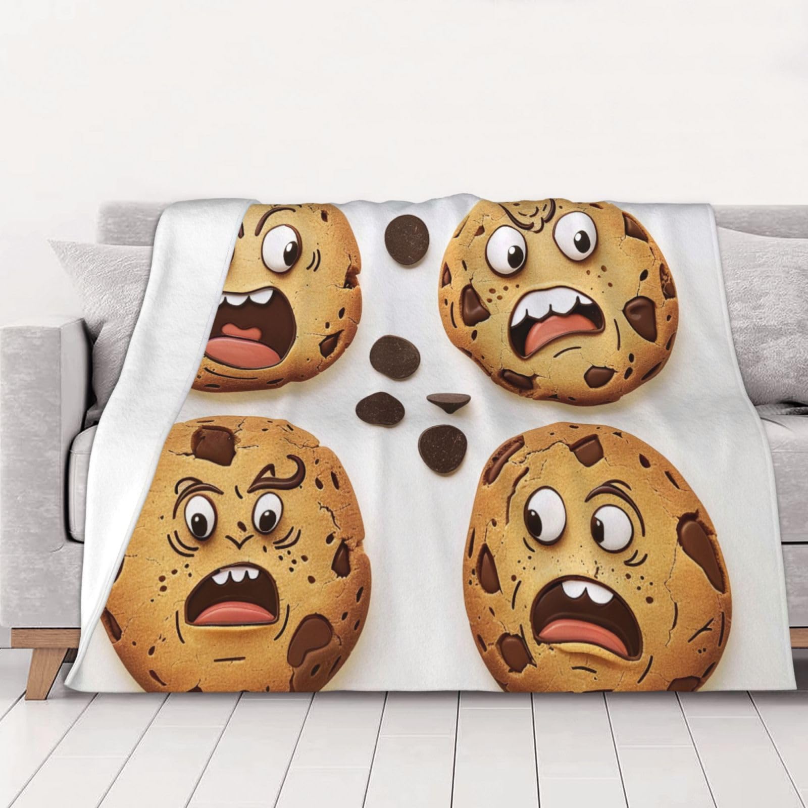 Couverture en flanelle douce et chaude contre le froid plaid cookies