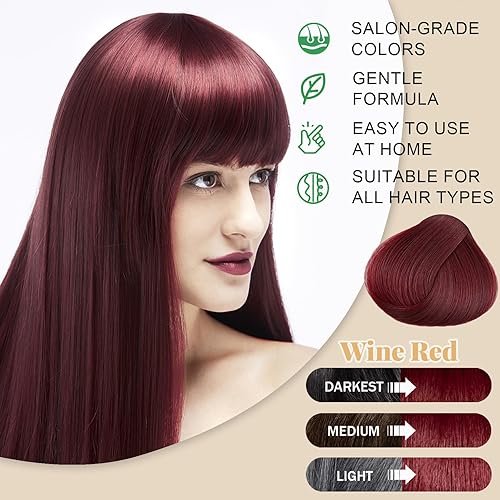 Miniatura 9 de Deep Burgundy - Champú de tinte para el cabello 3 en 1, 100% cobertura de canas de larga duración en 15 minutos, champú de color rojo oscuro para