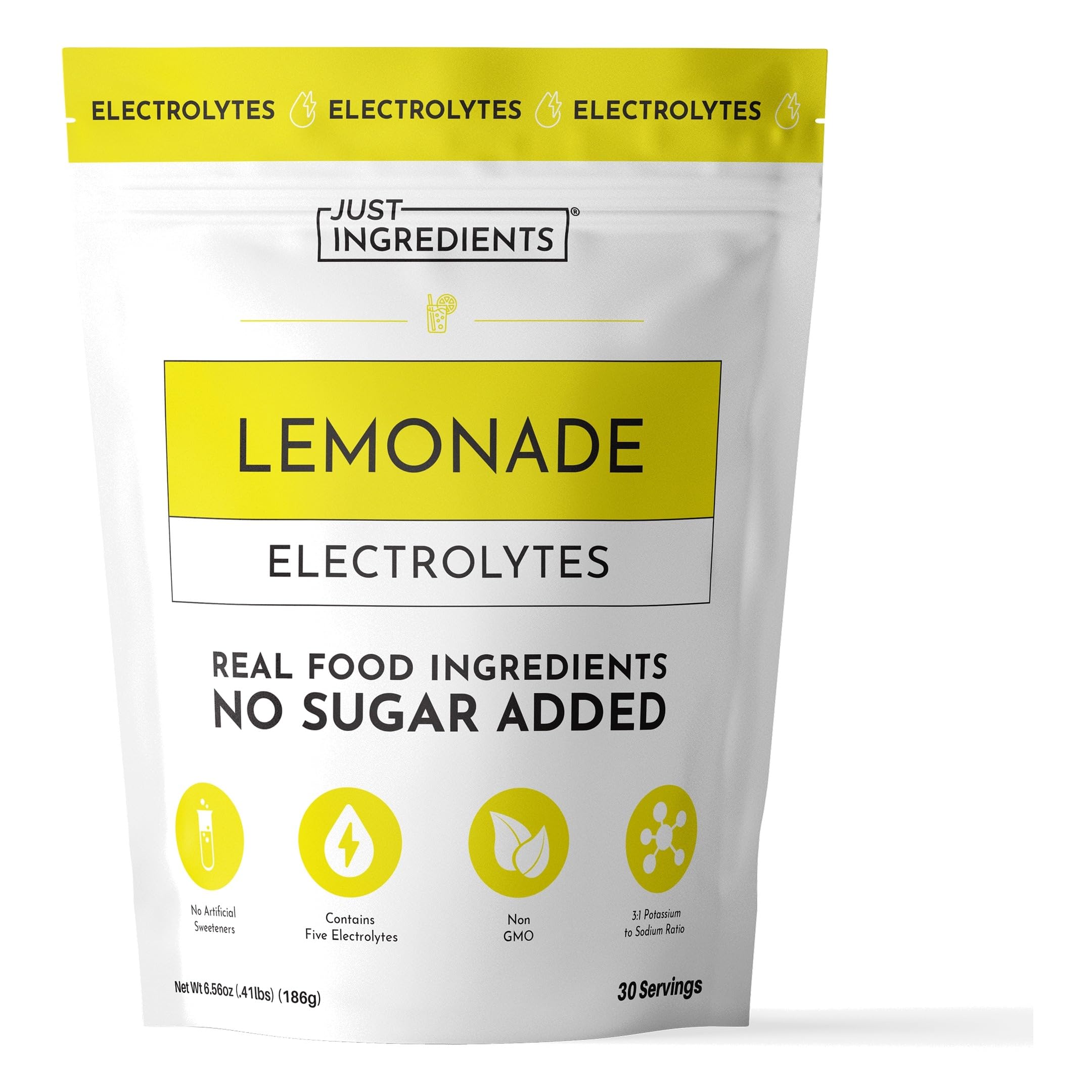 JUST INGREDIENTS Lemonade Electrolytes - No Sugar- 30 Servings