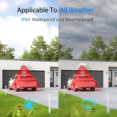 Miniatura 2 de GREENCYCLE Sensores de movimiento para exteriores con alarma, alarmas de entrada inalámbricas exteriores resistentes a la intemperie, timbre de