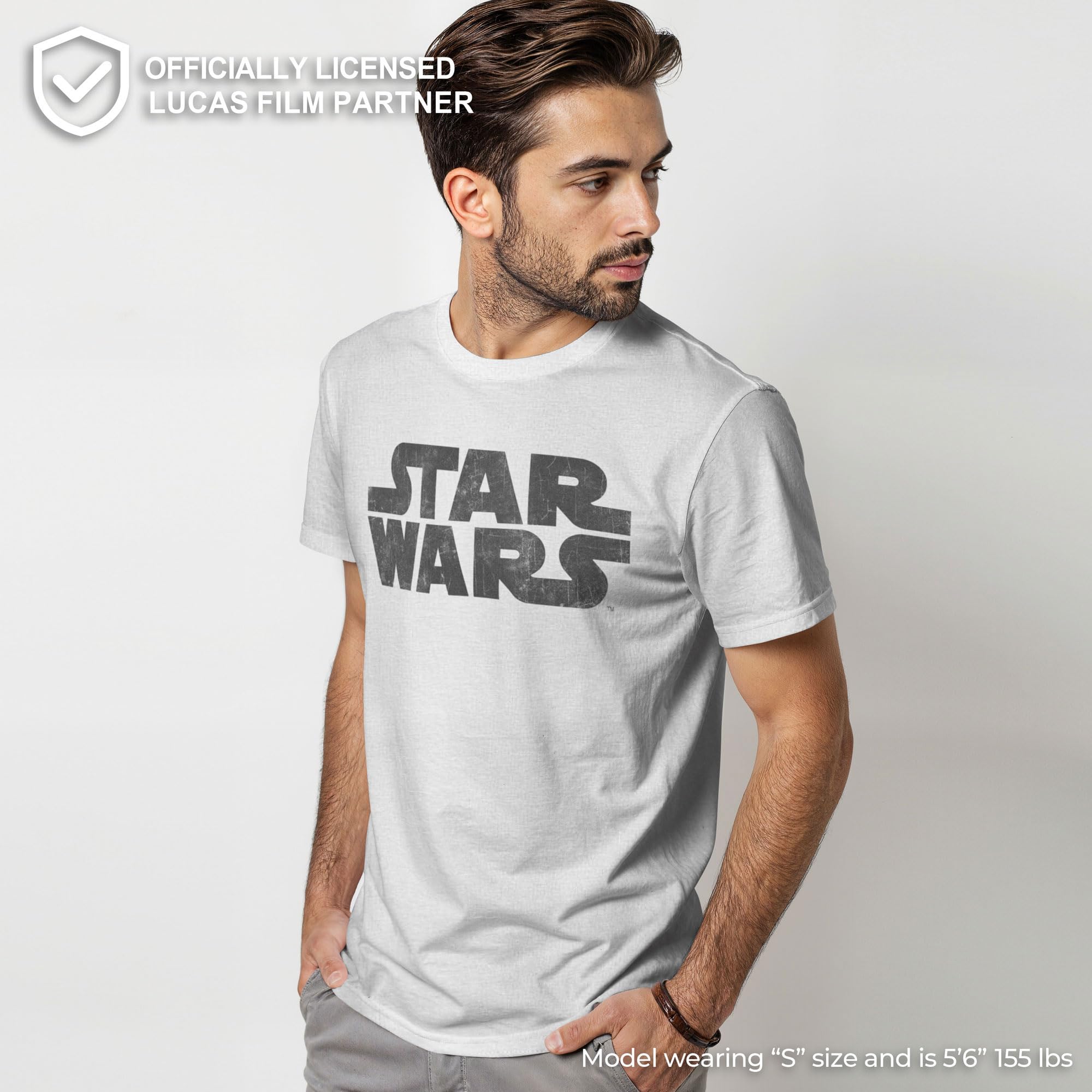 Star Wars Męska koszulka z grafiką z najprostszym logo, biały, XL