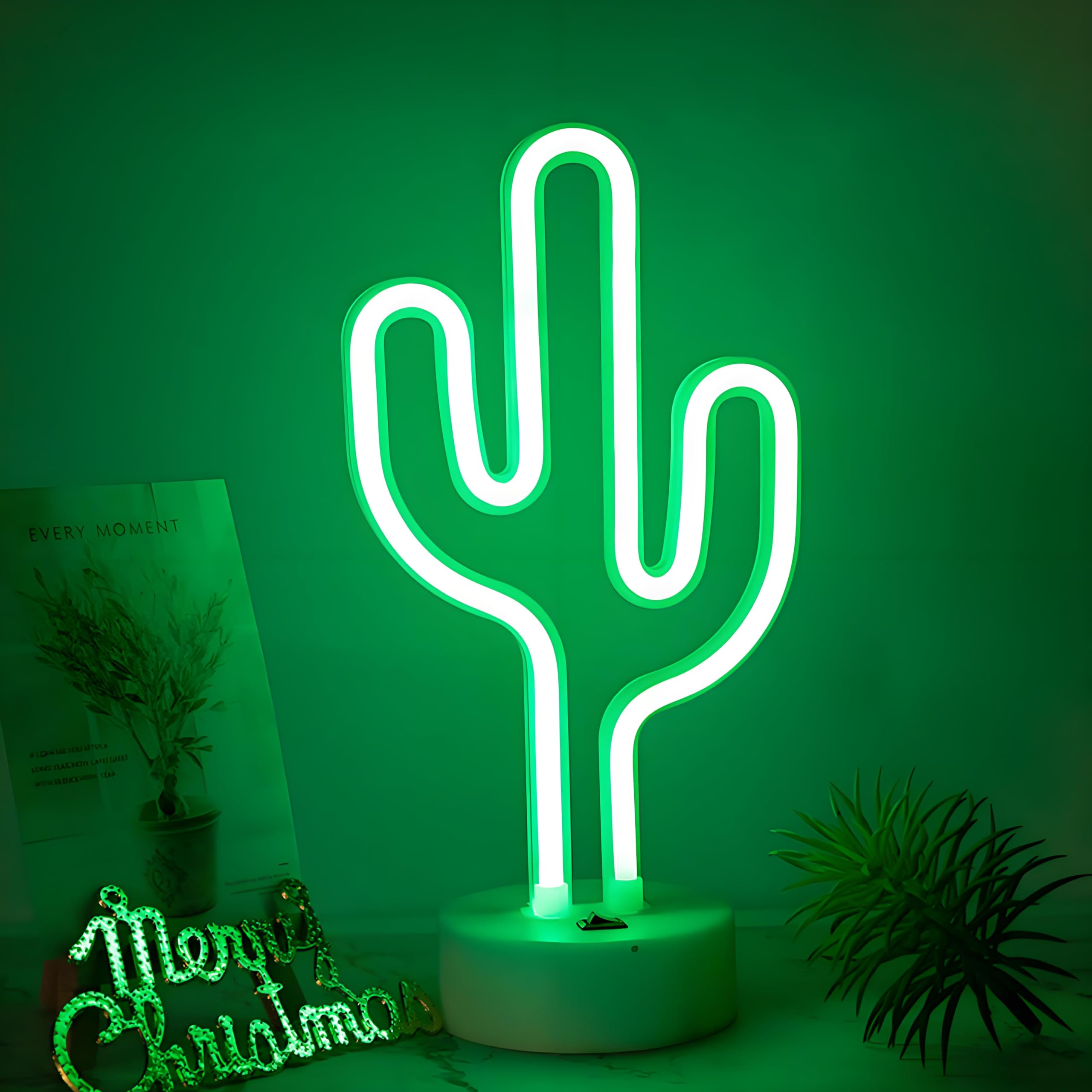 ENUOLI LED Cactus Insegne al neon Luce al neon con base Luce notturna al neon Batteria/Luce al neon alimentata tramite USB per decorazioni per feste di compleanno per amici Regali per bambini