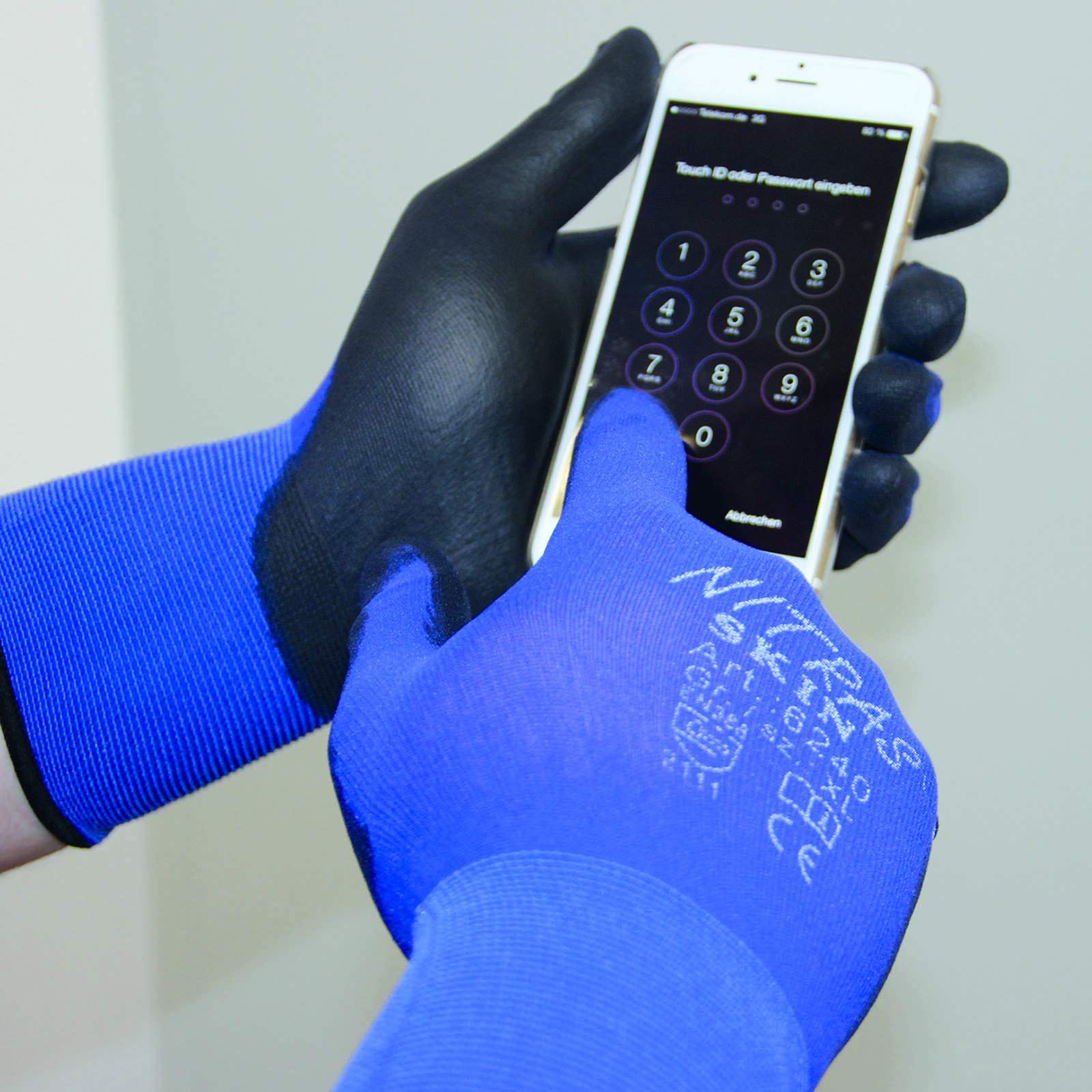 Nitras 120 Paar 6240 Skin Nylon-Strickhandschuhe mit PU-Beschichtung, Feinmontage, Touchscreen geeignet, Größe:9
