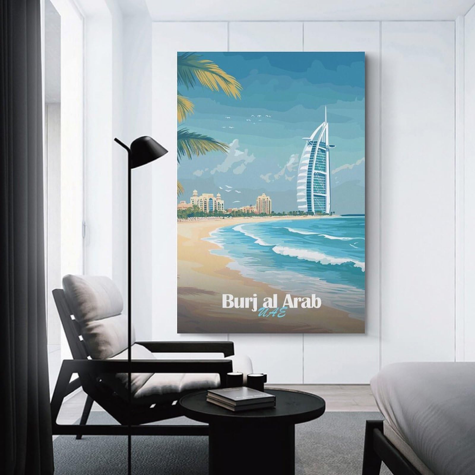 Junmoney Burj Al Arab Dubai Canvas Wall Picture, 08x12inch(20x30cm), for Wall Displays, Bedrooms Or Room Updates, Wall Decor Suited to Curated Displays