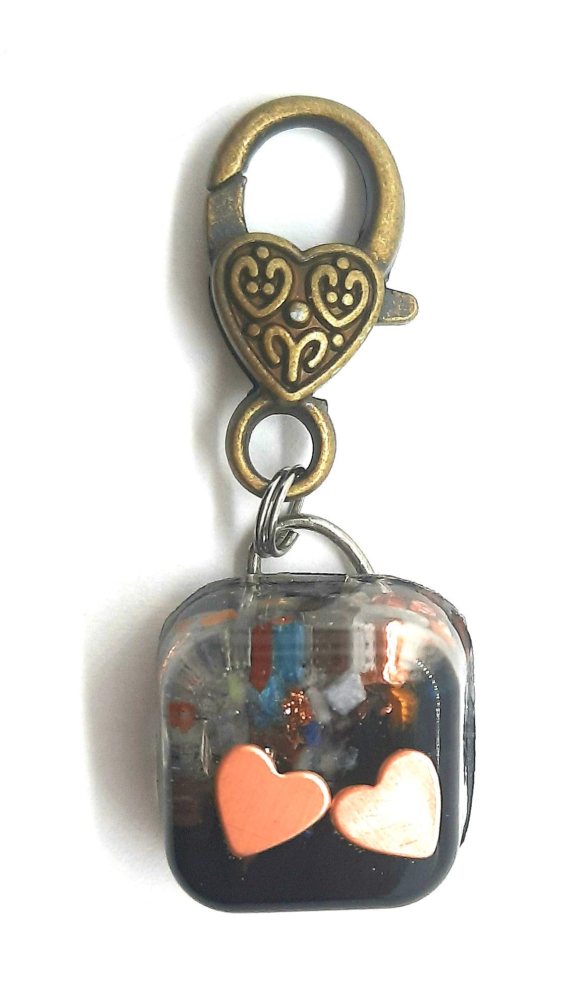 Secret Synergy Stones Energy Pet Protection Dog Cat Charm up to 25 lbs with Orgone Shungite Black Tourmaline (2 Hearts)