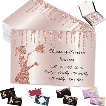 Custom Business Cards Customize with Logo QR Code Personalized Cleaning Service Cards 100pcs for Small Business, Double-Sided Printing