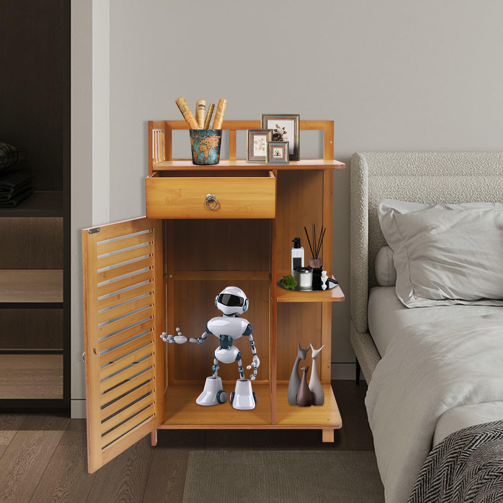Armadietto multiuso con cassetto, per soggiorno, camera da letto, cucina, studio, 50 x 30 x 88 cm