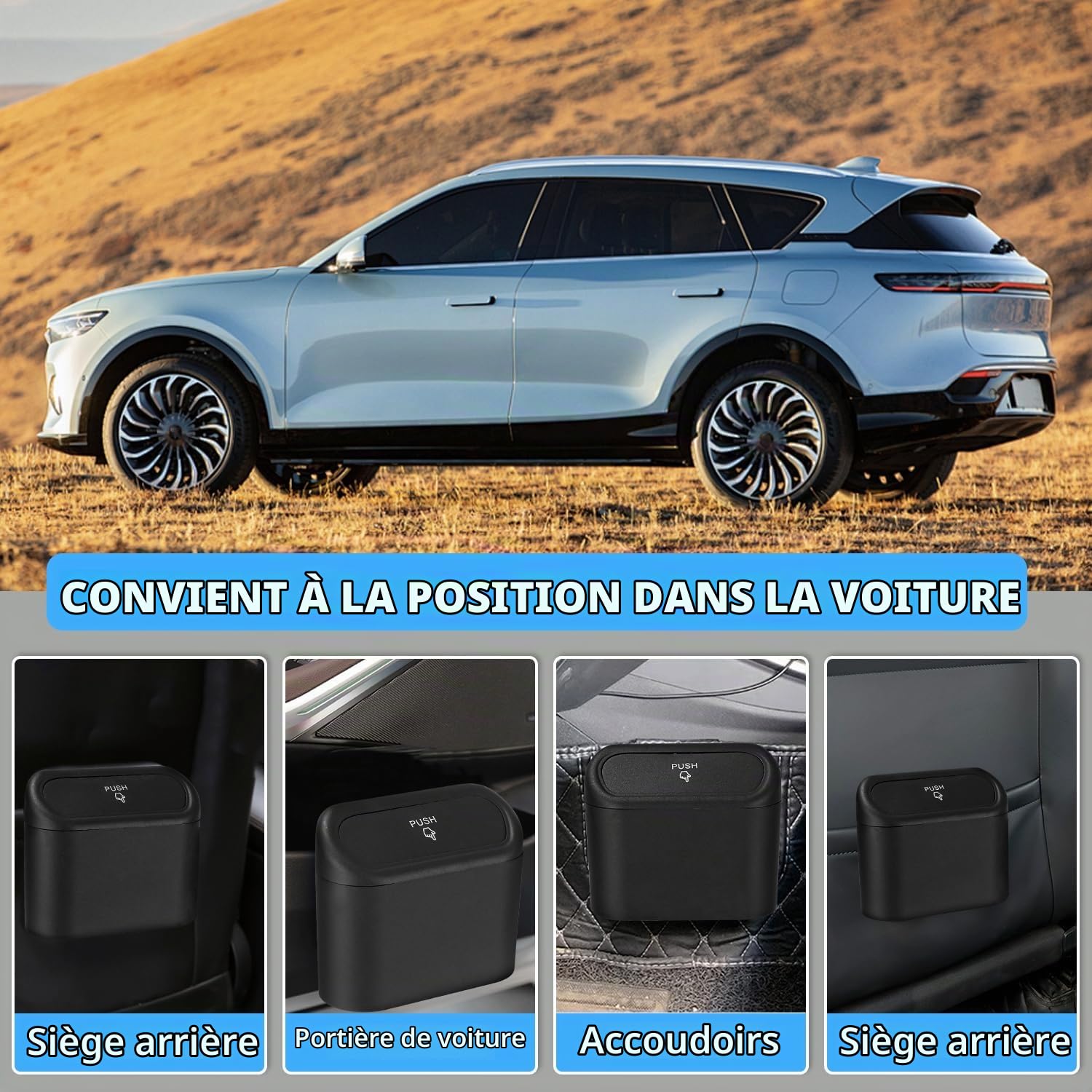 Poubelle De Voiture Organiseur pour Fiat Topolino 2023-, Accessoires Auto Poubelle Poubelle Imperméable Boîte de Rangement