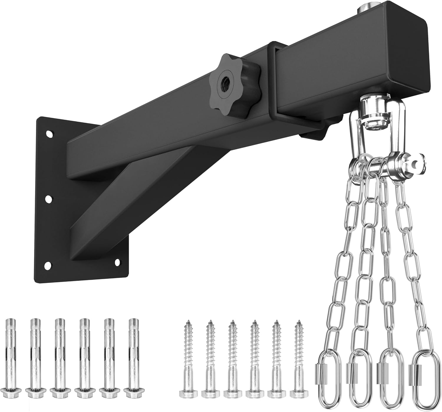 VivaZen Adjustable Heavy Duty Bag Hanger,Wall Mount Punching Bag Hanger,Thickened Steel Plate and Stainless Steel kit for Home Gym Indoor Outdoor (Supports up to 900Ib)