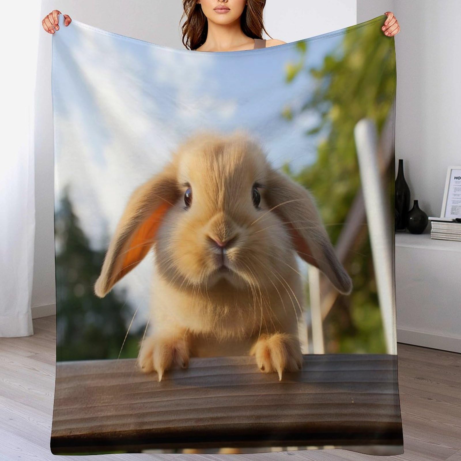 Lapin plaid couverture flanelle pour soirées cocooning au canapé
