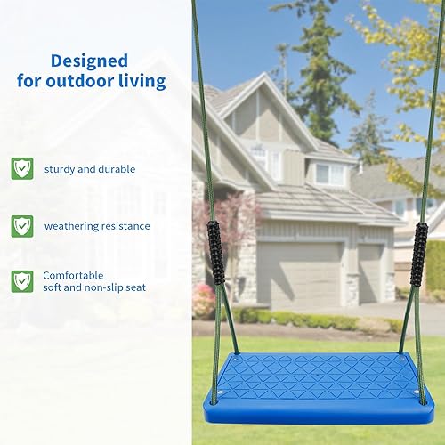 Miniatura 9 de Asiento de columpio resistente, juego de columpio antideslizante para árbol con cuerda ajustable, accesorios para niños, interiores y exteriores