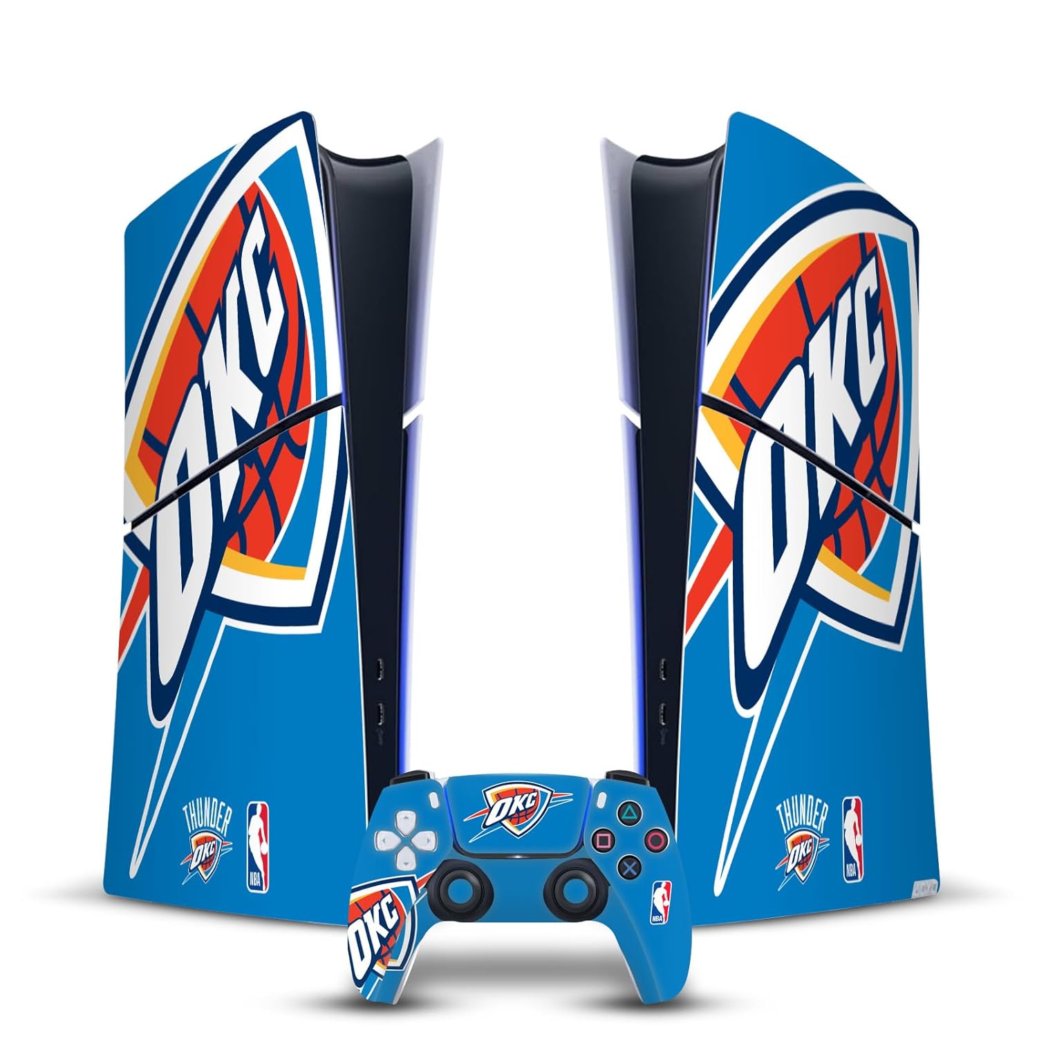 Head Case Designs Officially Licensed NBA Oversized Oklahoma City Thunder Logo Vinyl Gaming Skin Decal Compatible With Sony PlayStation 5 PS5 Slim Digital Edition Console & DualSense Controller
