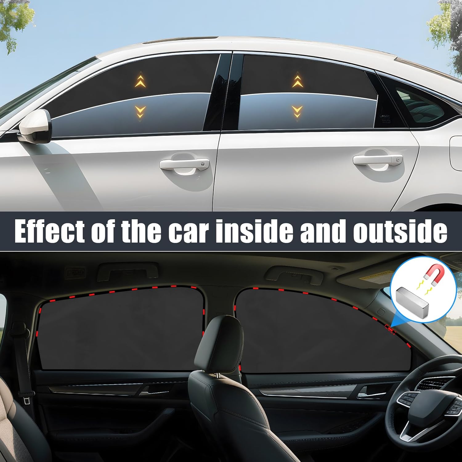 ZATOOTO Car Window Shades for Honda Accord 2018-2023, 4 Pcs Magnetic Car Window Covers - 100% Block Light Privacy Curtains, Side Window Sun Shade for Baby Breastfeeding, Sleeping, Camping
