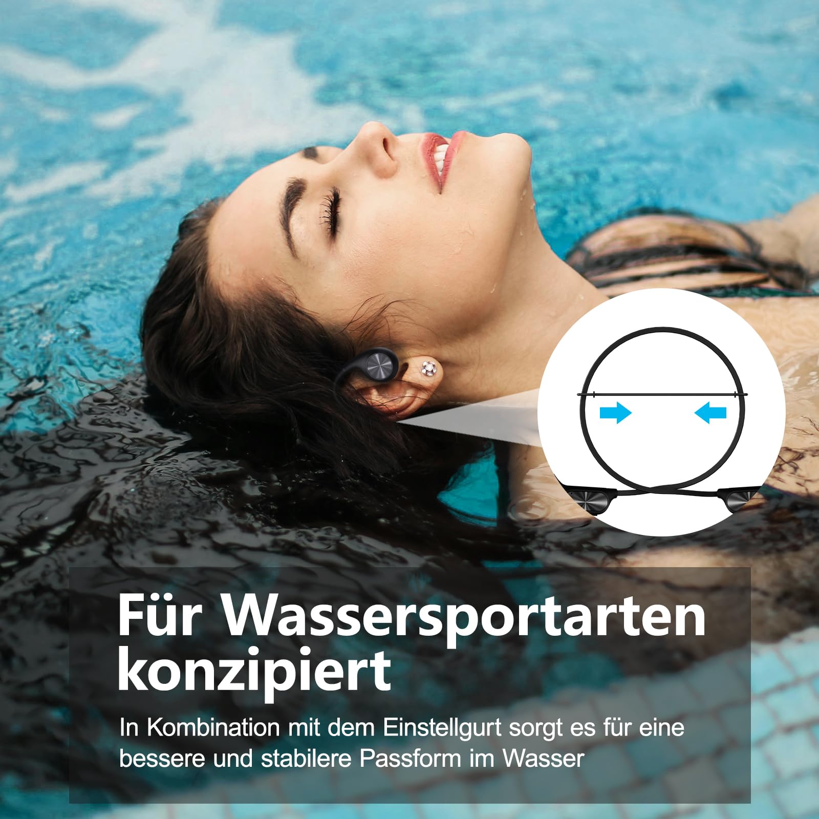 Casque Conduction Osseuse, Ecouteur Waterproof Natation Bluetooth 5.4, Mémoire MP3 32 Go Intégrée, Lecteur MP3 Étanche IPX8,Ecouteur Natation sans Fil pour Course à Pied,Natation,Cyclisme
