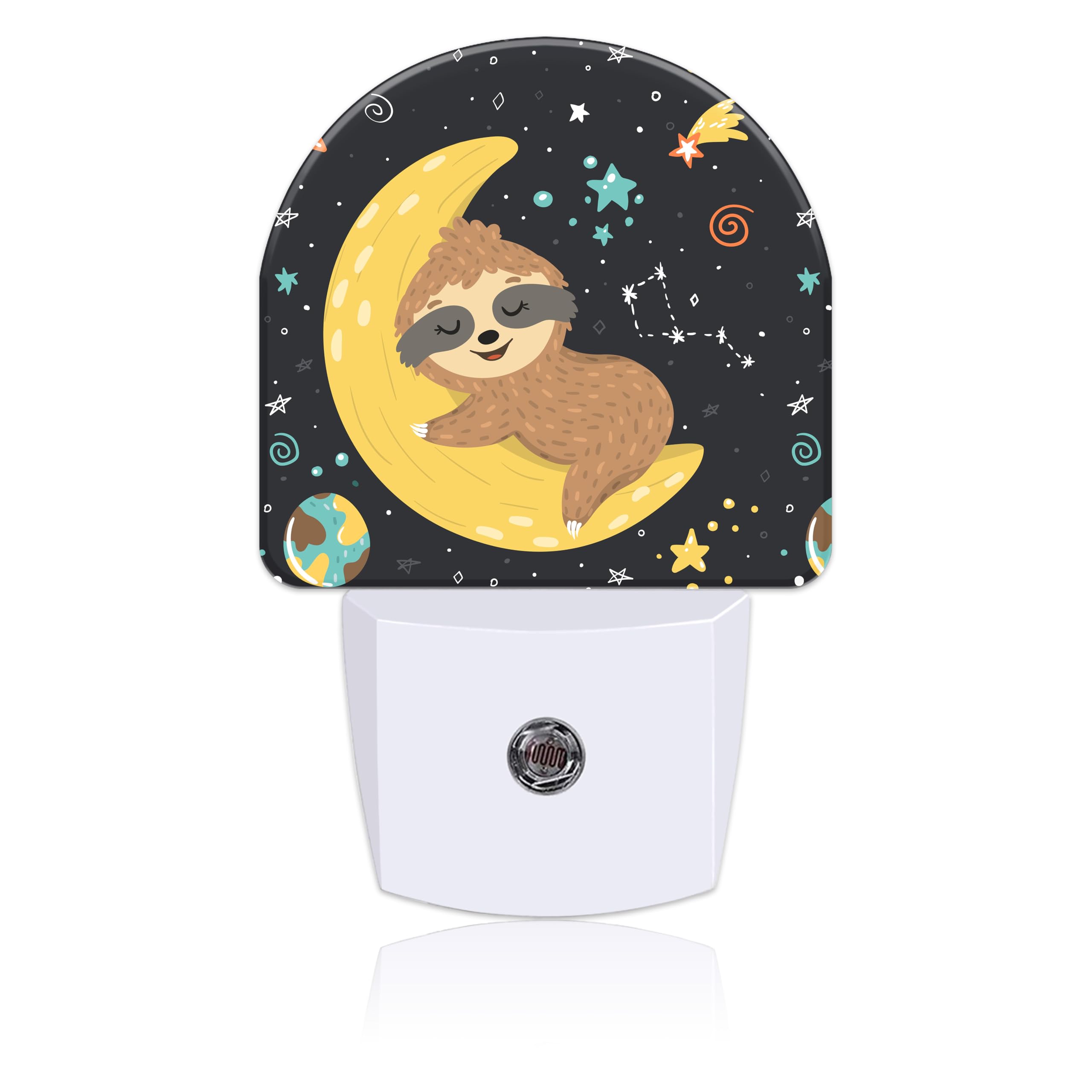 Cute Baby Sloth Sleeping on Moon Night Light for Kids, LED Night Light Plug into Wall with Dusk to Dawn Sensor for Girls Boys Women Room Decor, Hallway, Kitchen, Bathroom, Nursery, Stairs